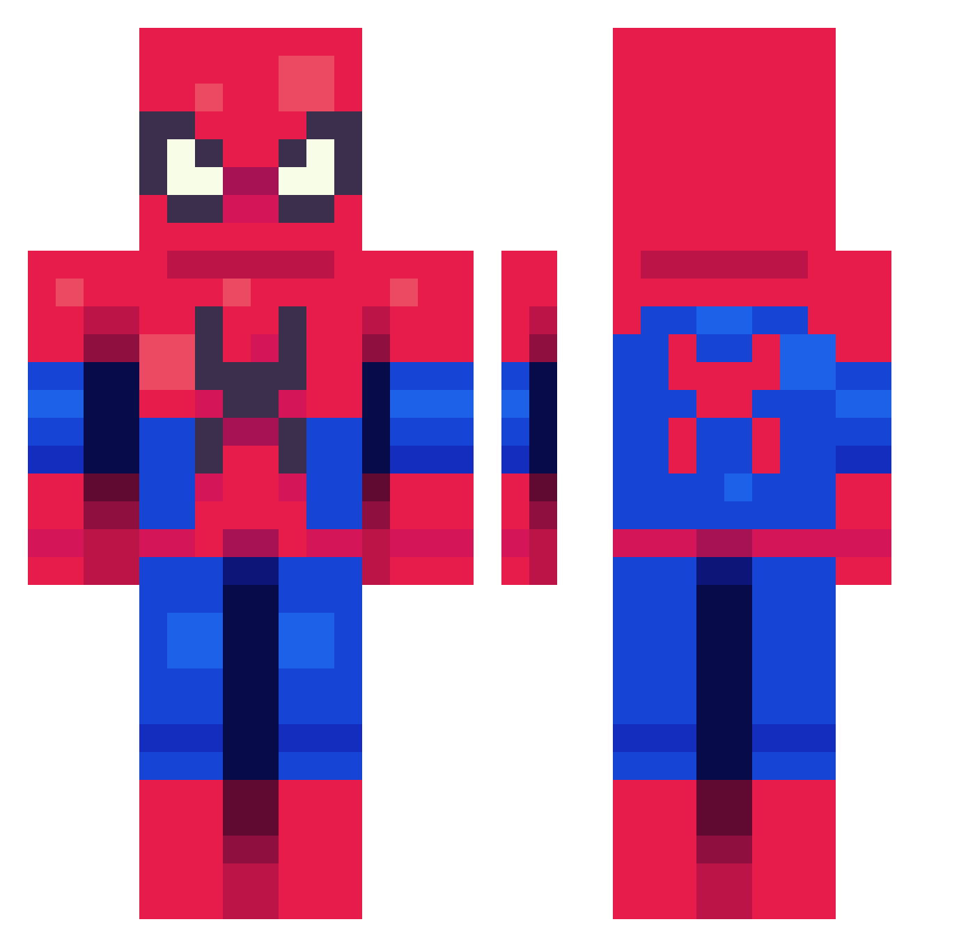 Squidtad Minecraft skin, front and back view