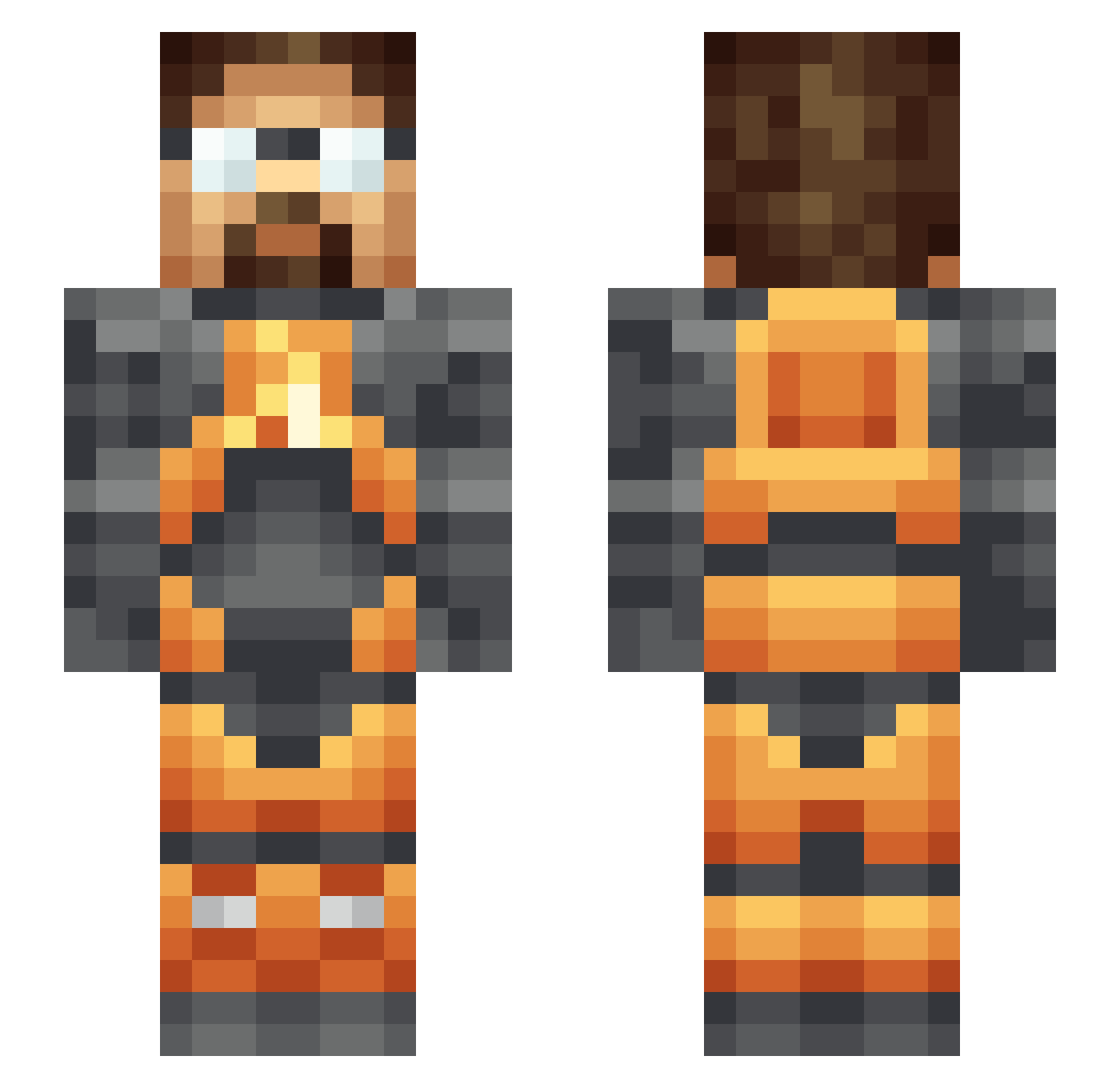 Chames Minecraft skin, front and back view