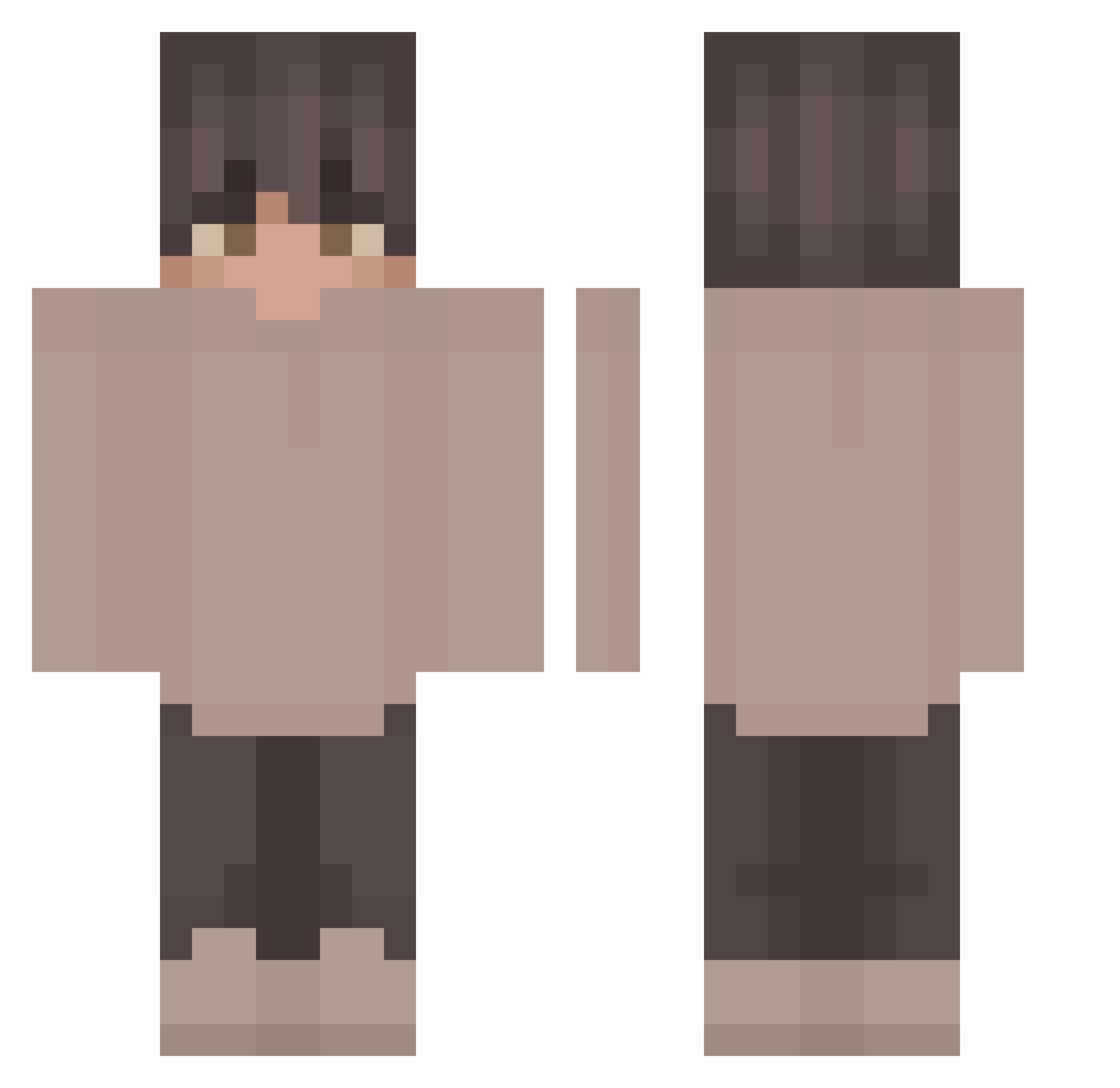 WIXXv Minecraft skin, front and back view