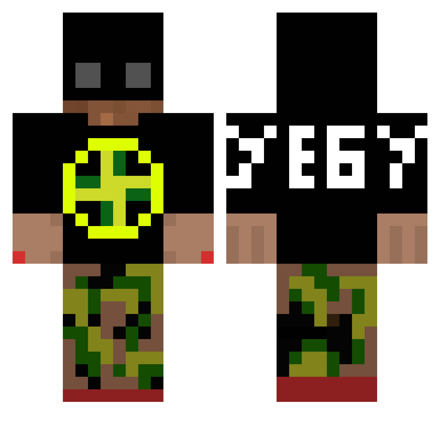 TOHA1488 Minecraft skin, front and back view