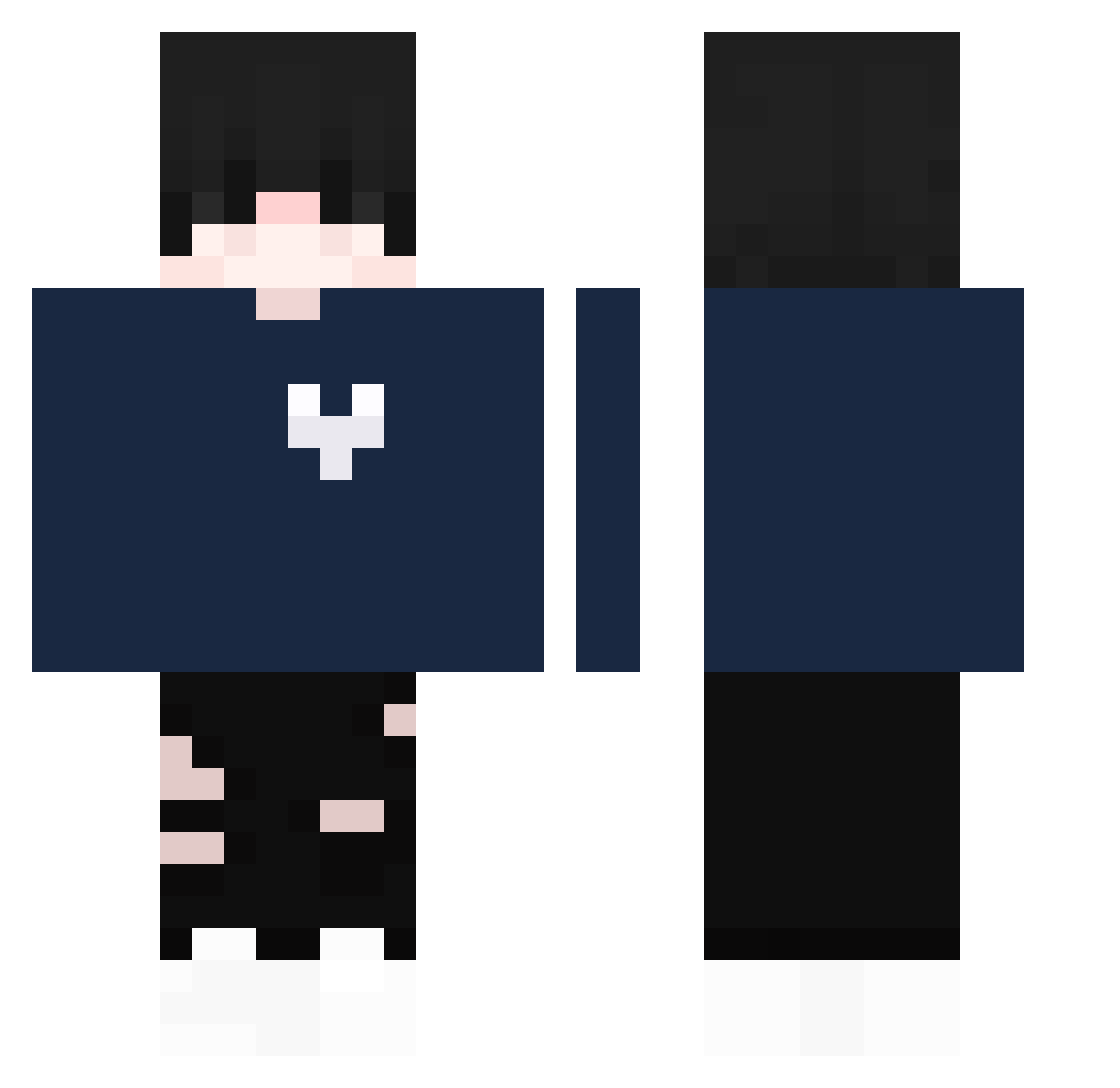 Pessimisms Minecraft skin, front and back view