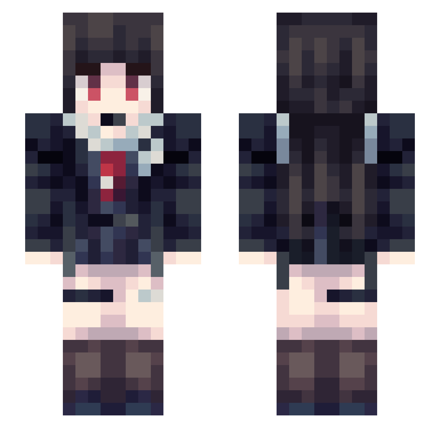 Y1bai Minecraft skin, front and back view