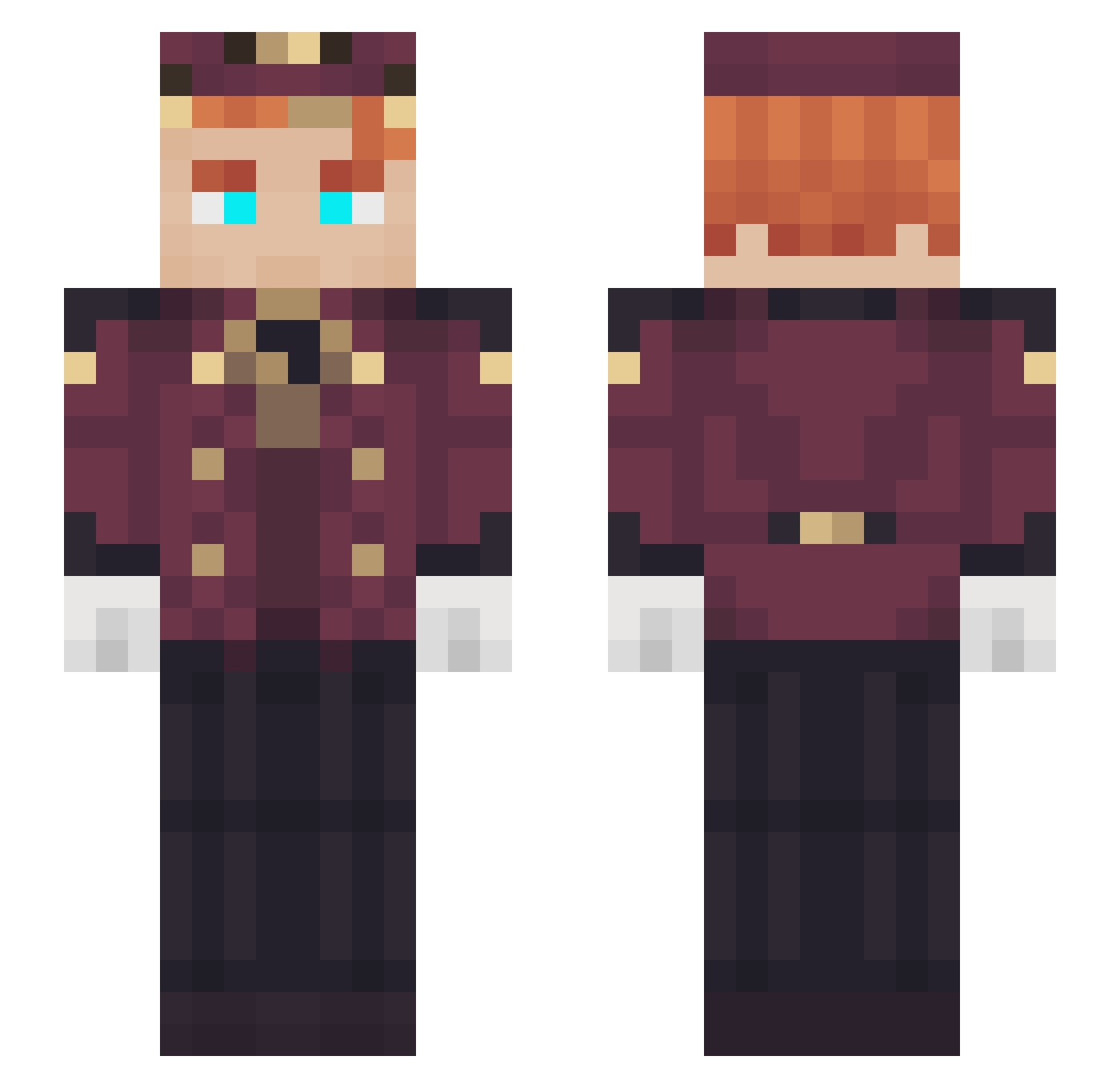 FearedDead Minecraft skin, front and back view