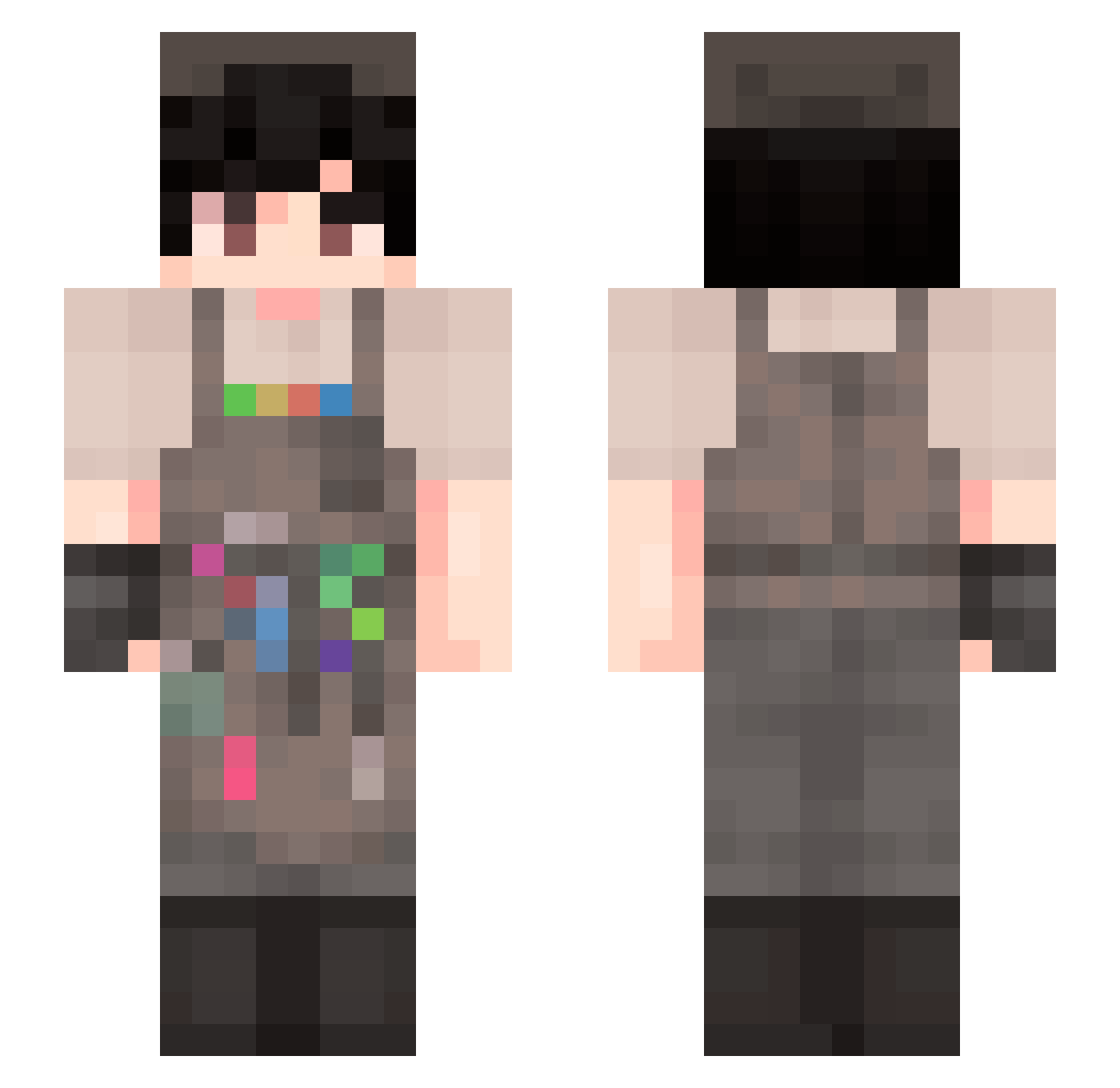 ErnexParacetamol Minecraft skin, front and back view