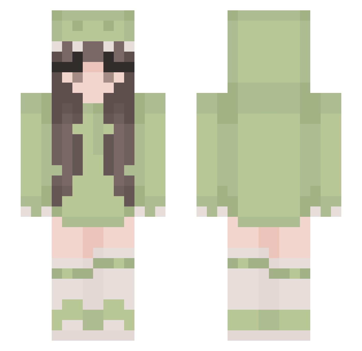 PossessedGhosts Minecraft skin, front and back view