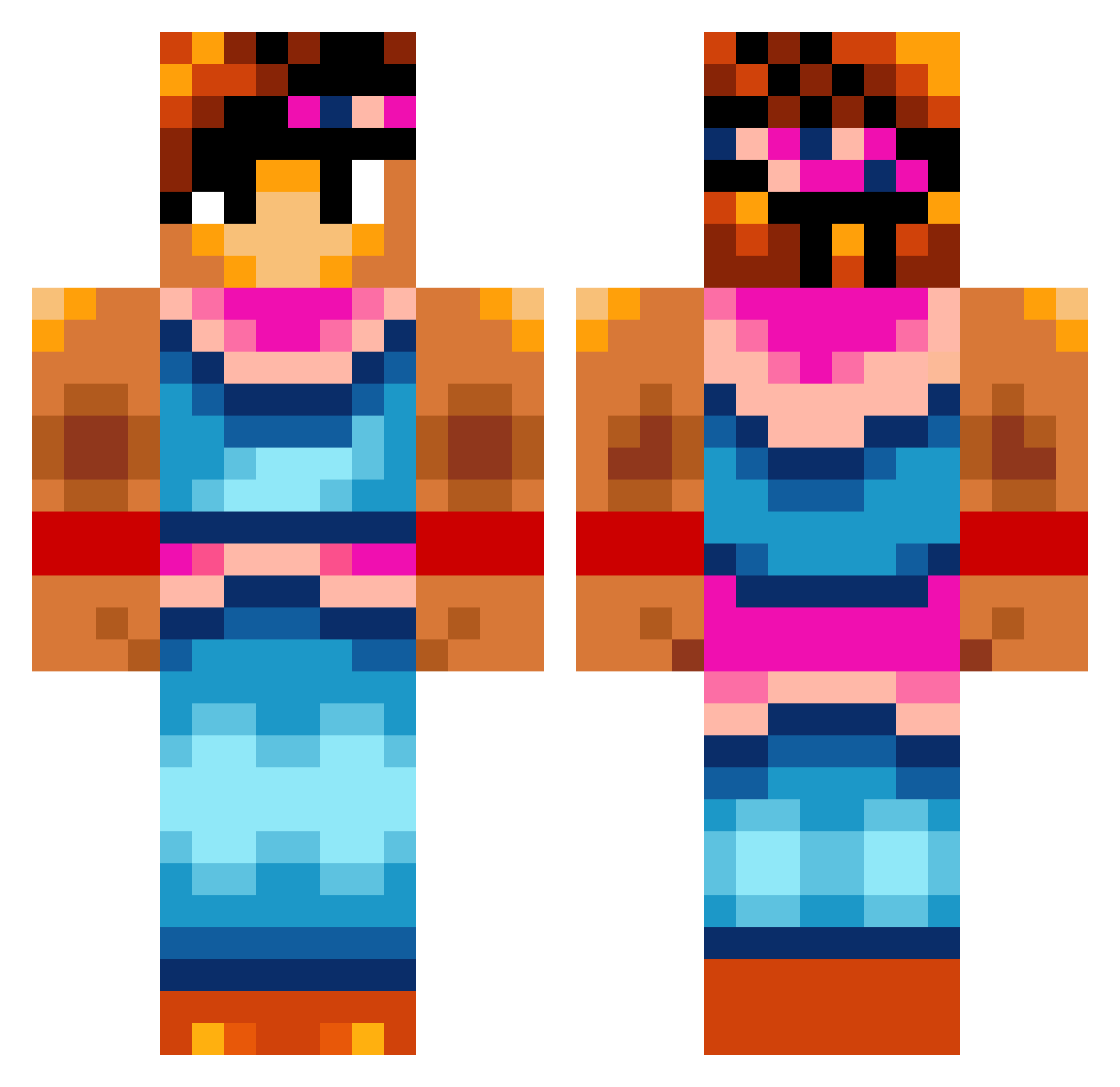 Steels Minecraft skin, front and back view