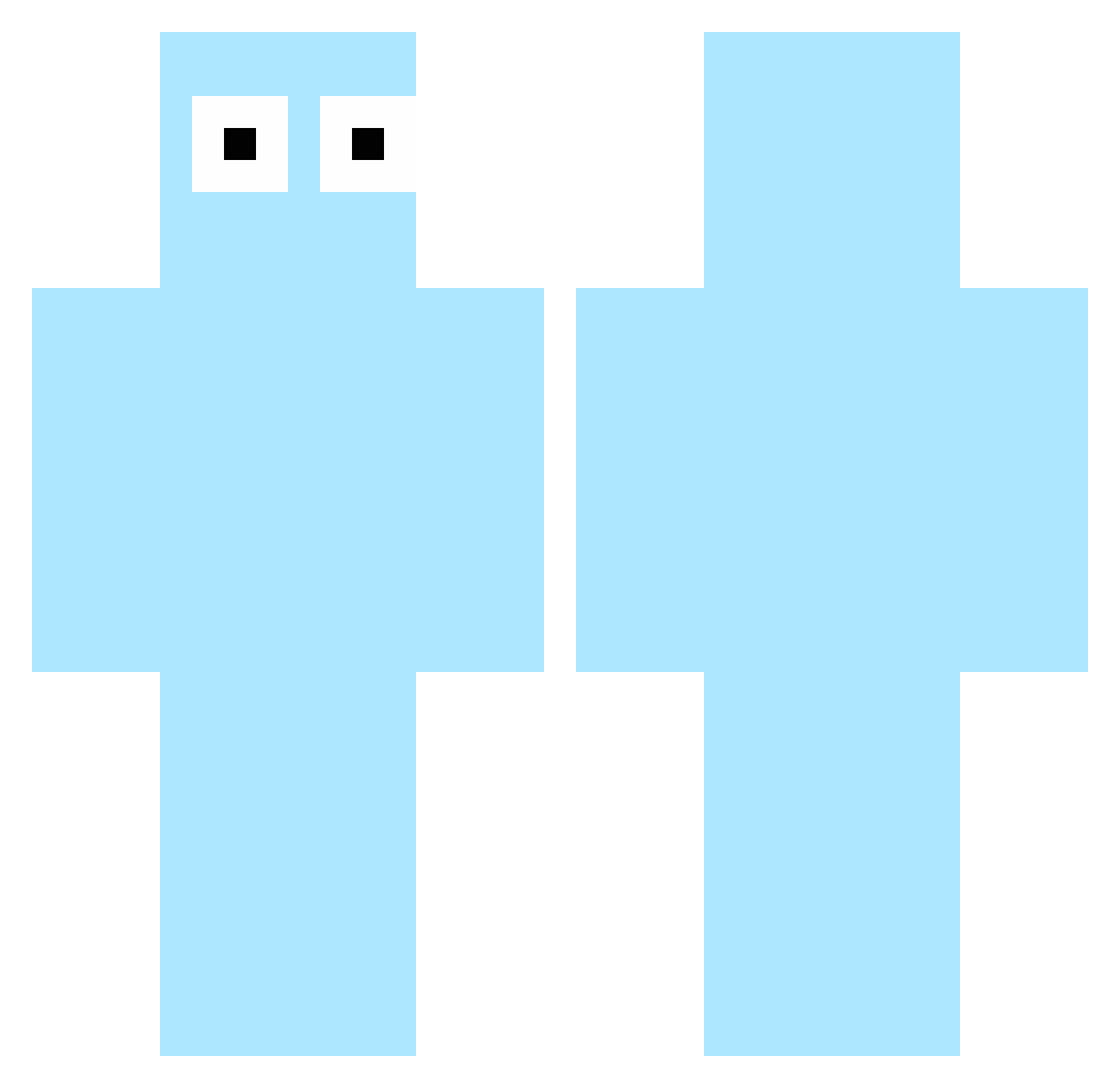 Survived Minecraft skin, front and back view