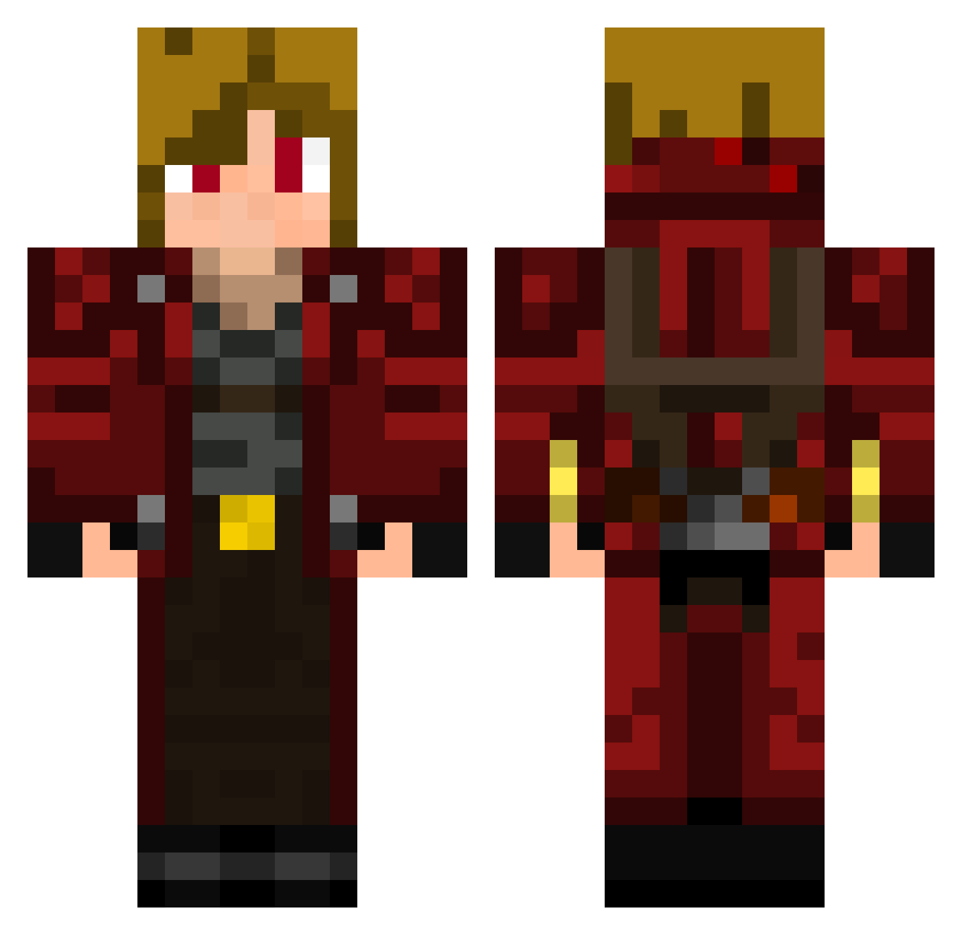 SoulCinder Minecraft skin, front and back view