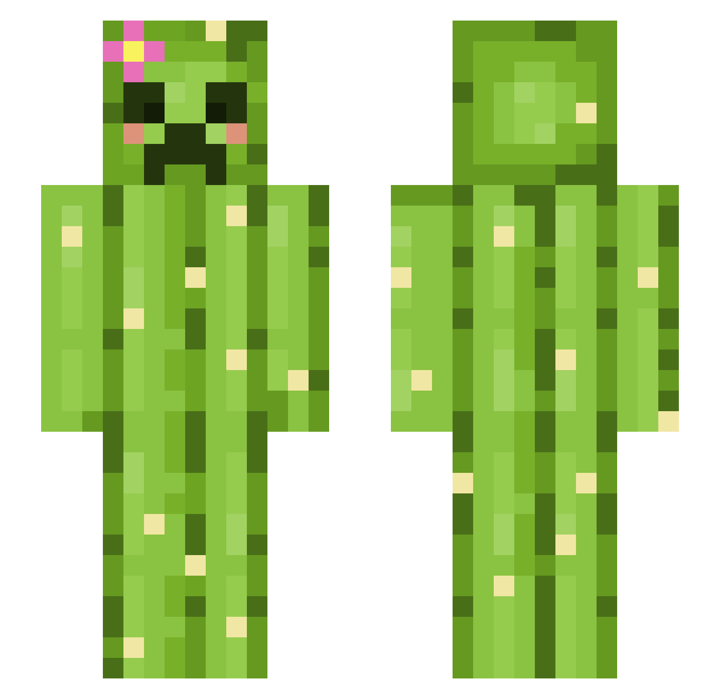 BirchBeast Minecraft skin, front and back view