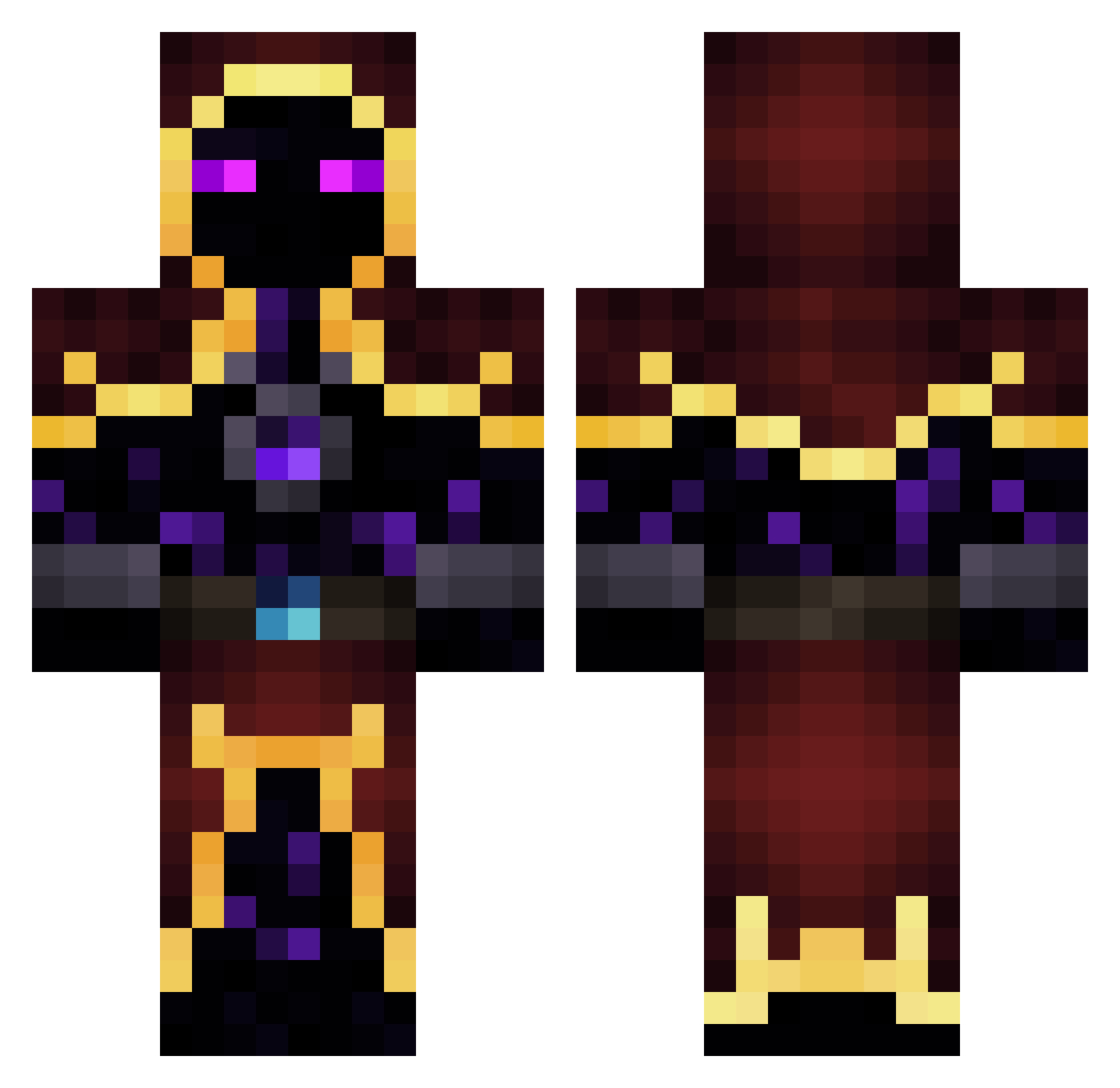 Kingfish3r14 Minecraft skin, front and back view
