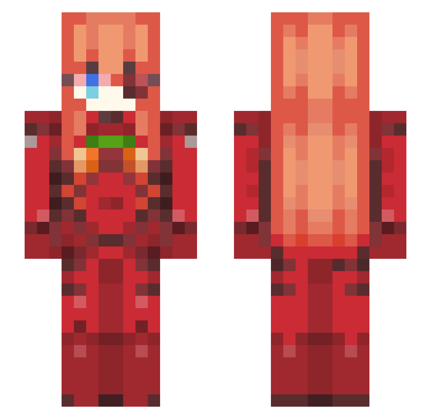 Plockit Minecraft skin, front and back view