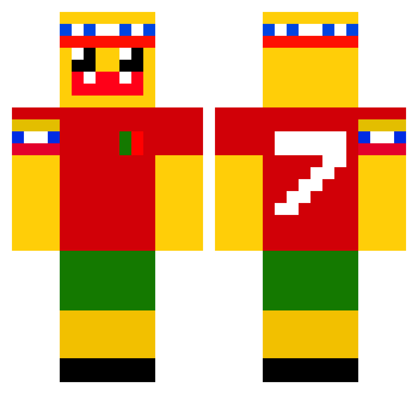 Cachapitax Minecraft skin, front and back view