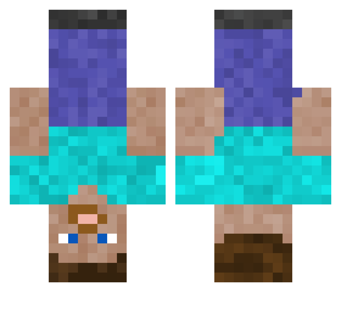 Ell1ot123 Minecraft skin, front and back view