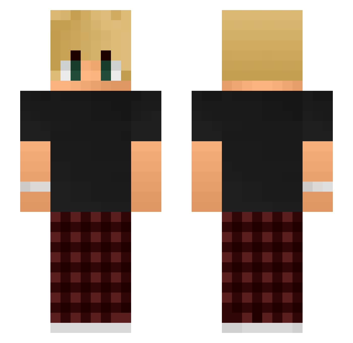 RonselRegelt Minecraft skin, front and back view