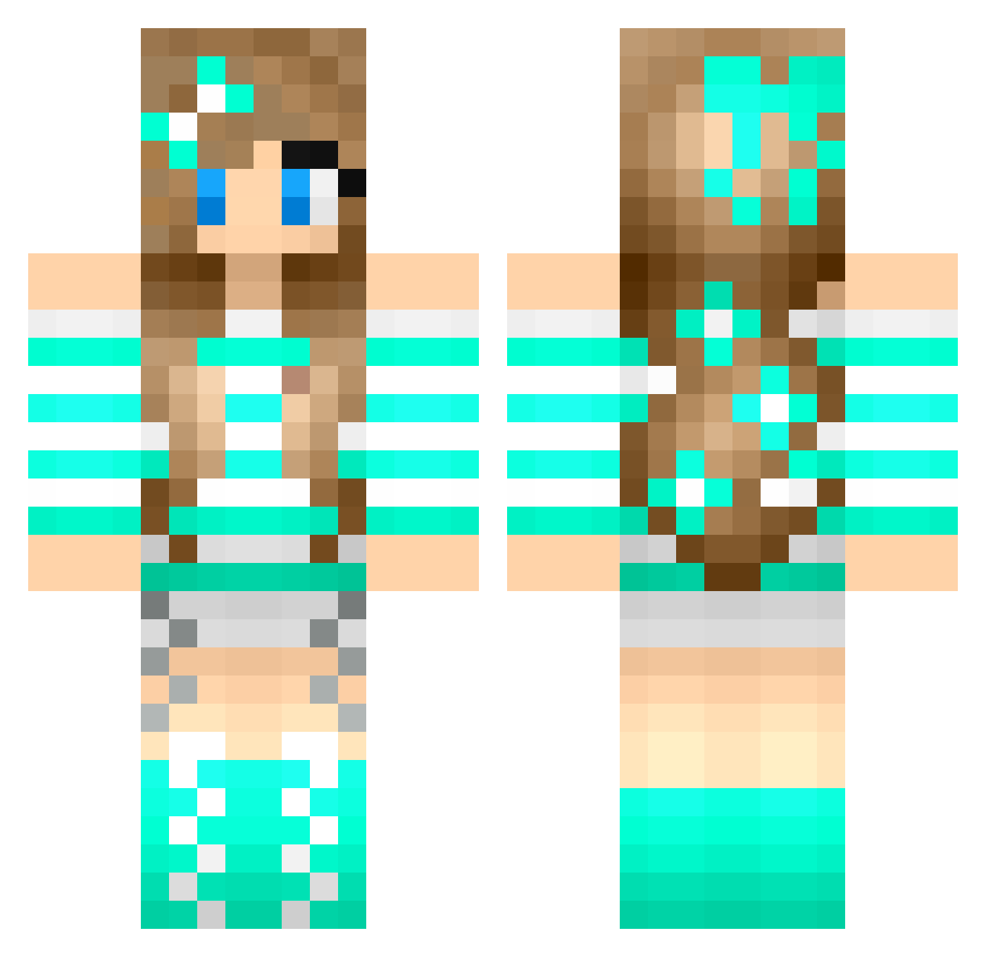 Chulpox Minecraft skin, front and back view