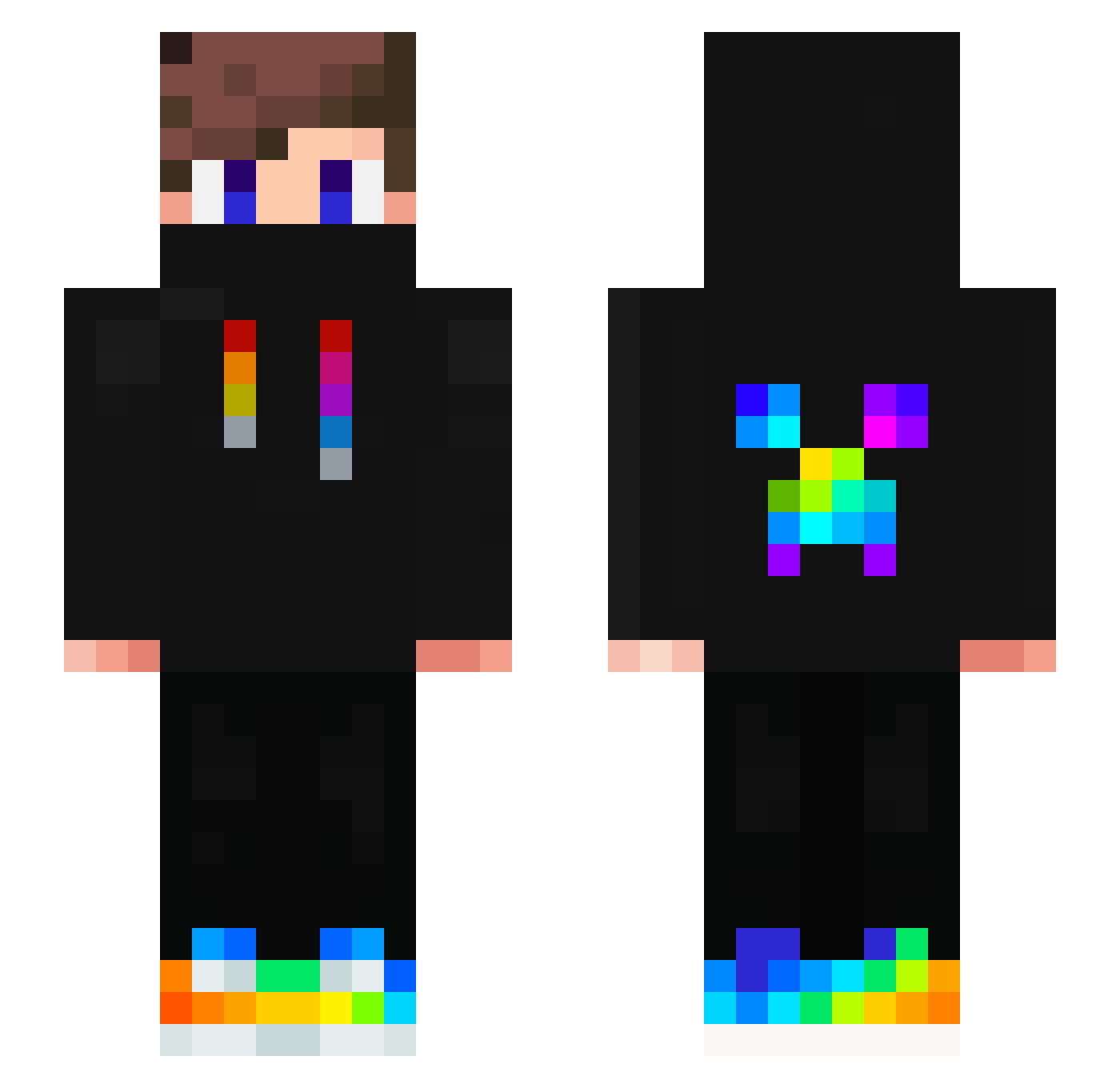 Nmika Minecraft skin, front and back view