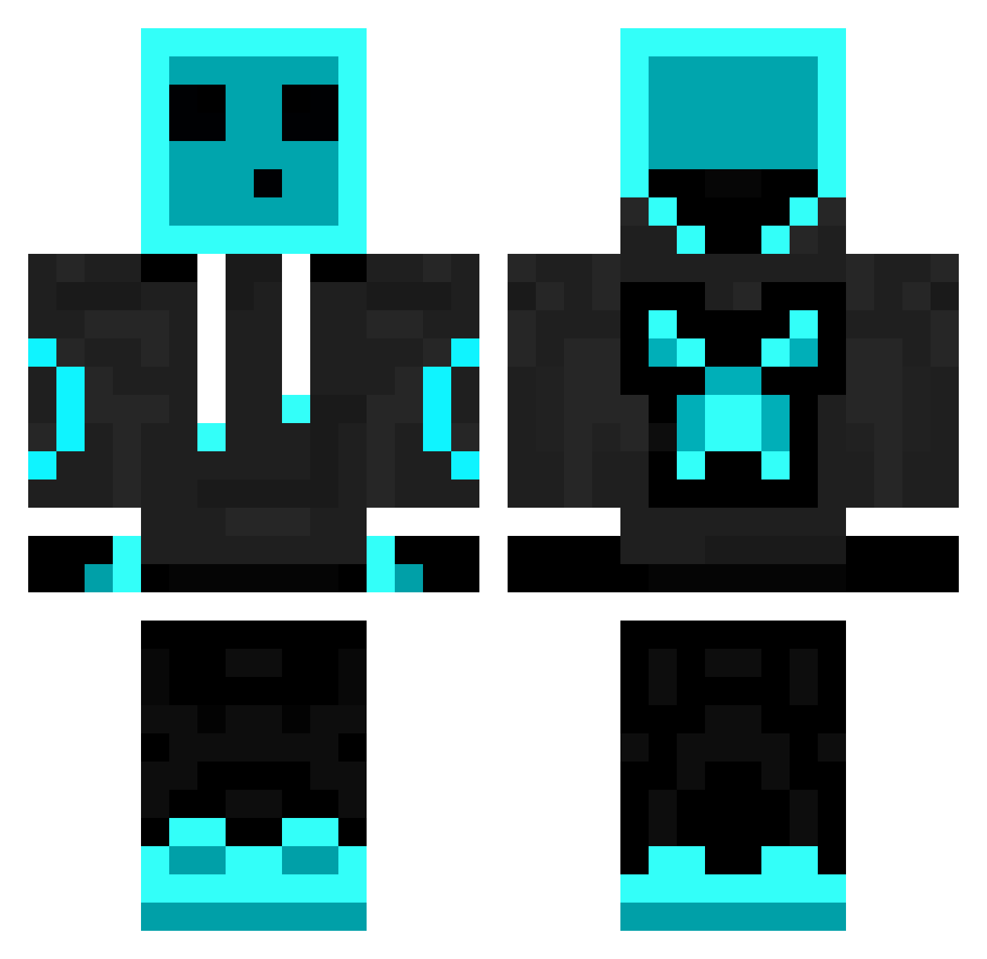 Vertedox Minecraft skin, front and back view