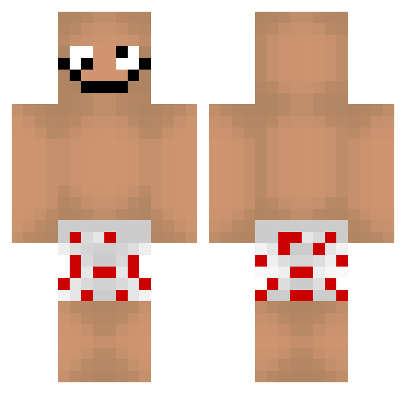 Uncorrect Minecraft skin, front and back view