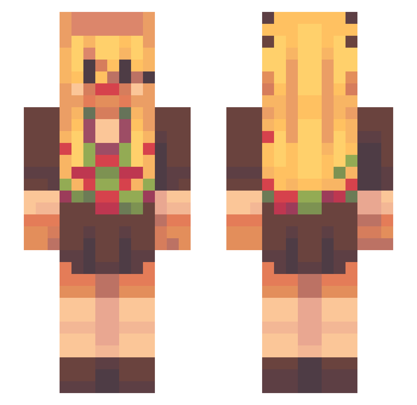 sillybillyili Minecraft skin, front and back view