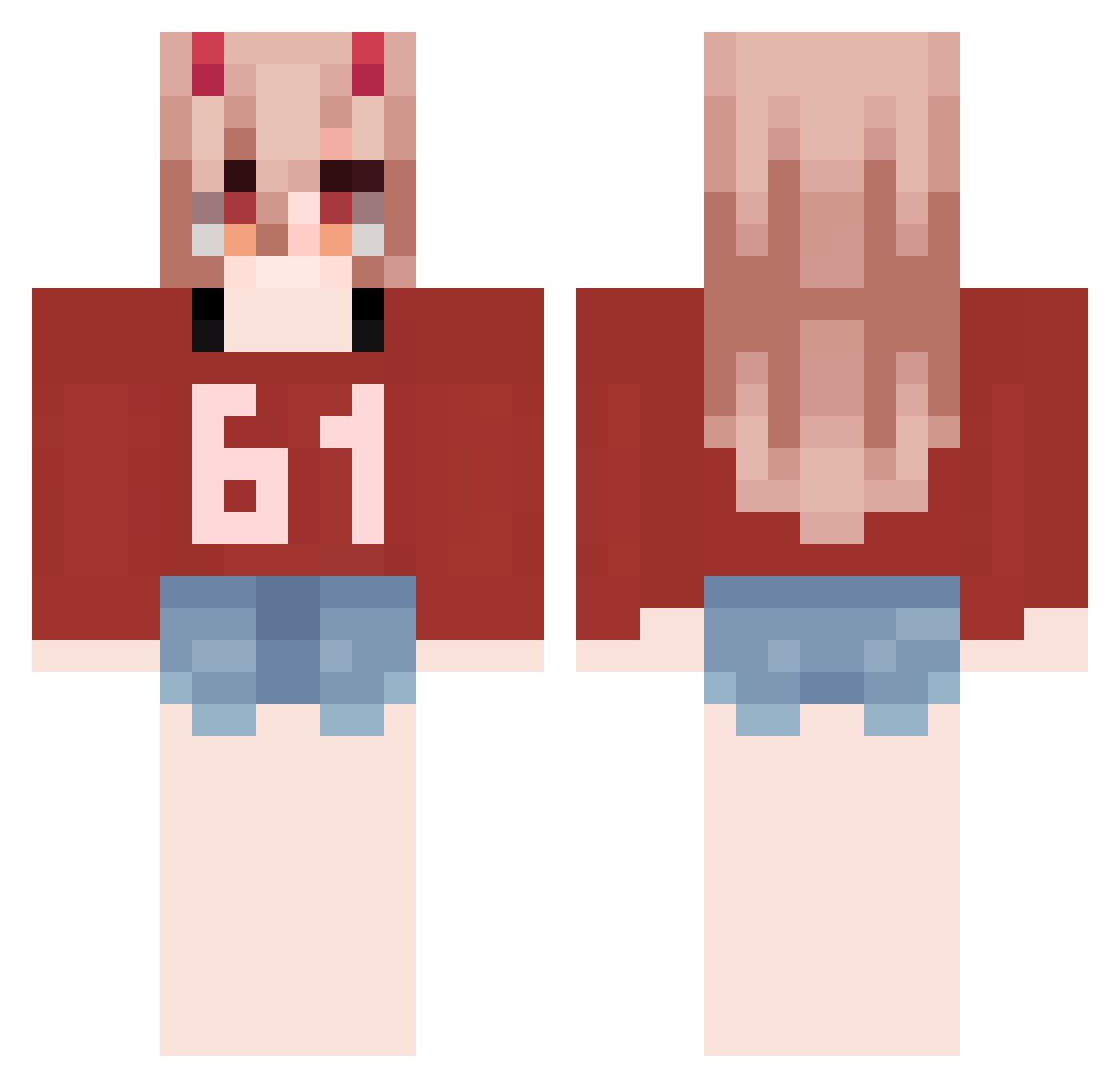 poweeerrr Minecraft skin, front and back view