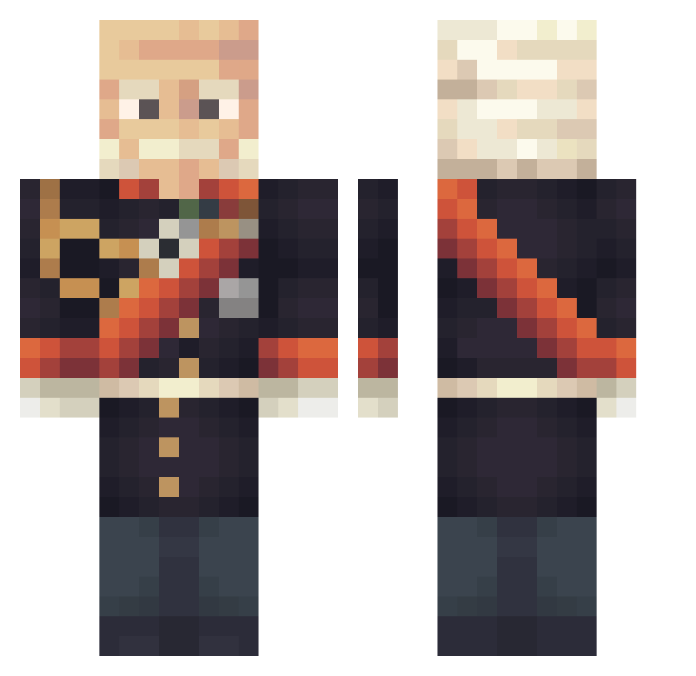 JanekJ2014 Minecraft skin, front and back view