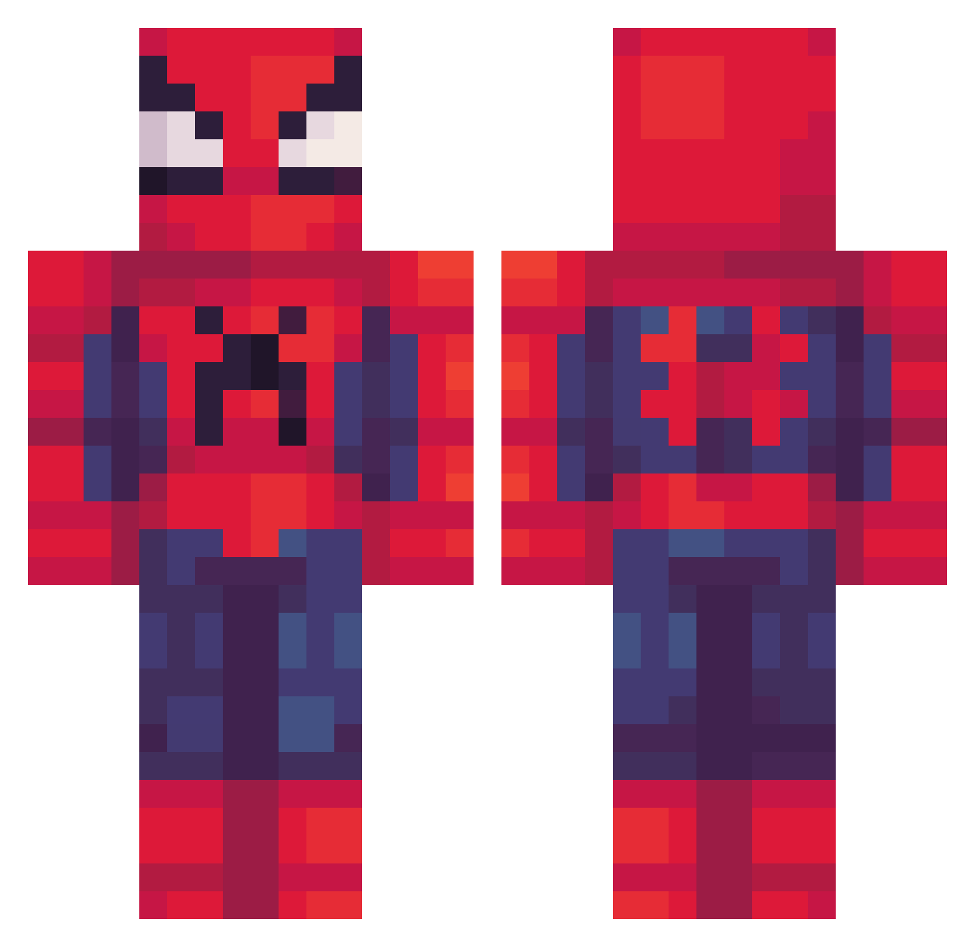 xcavuii Minecraft skin, front and back view