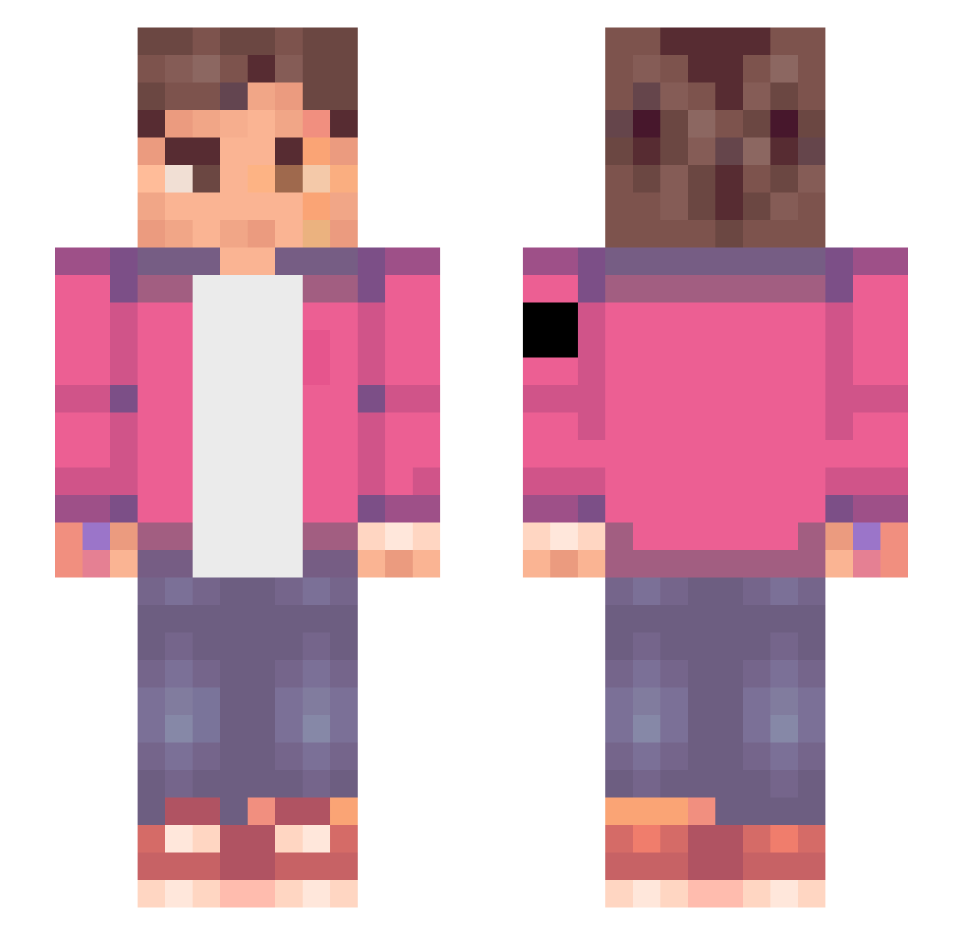 evlvld Minecraft skin, front and back view