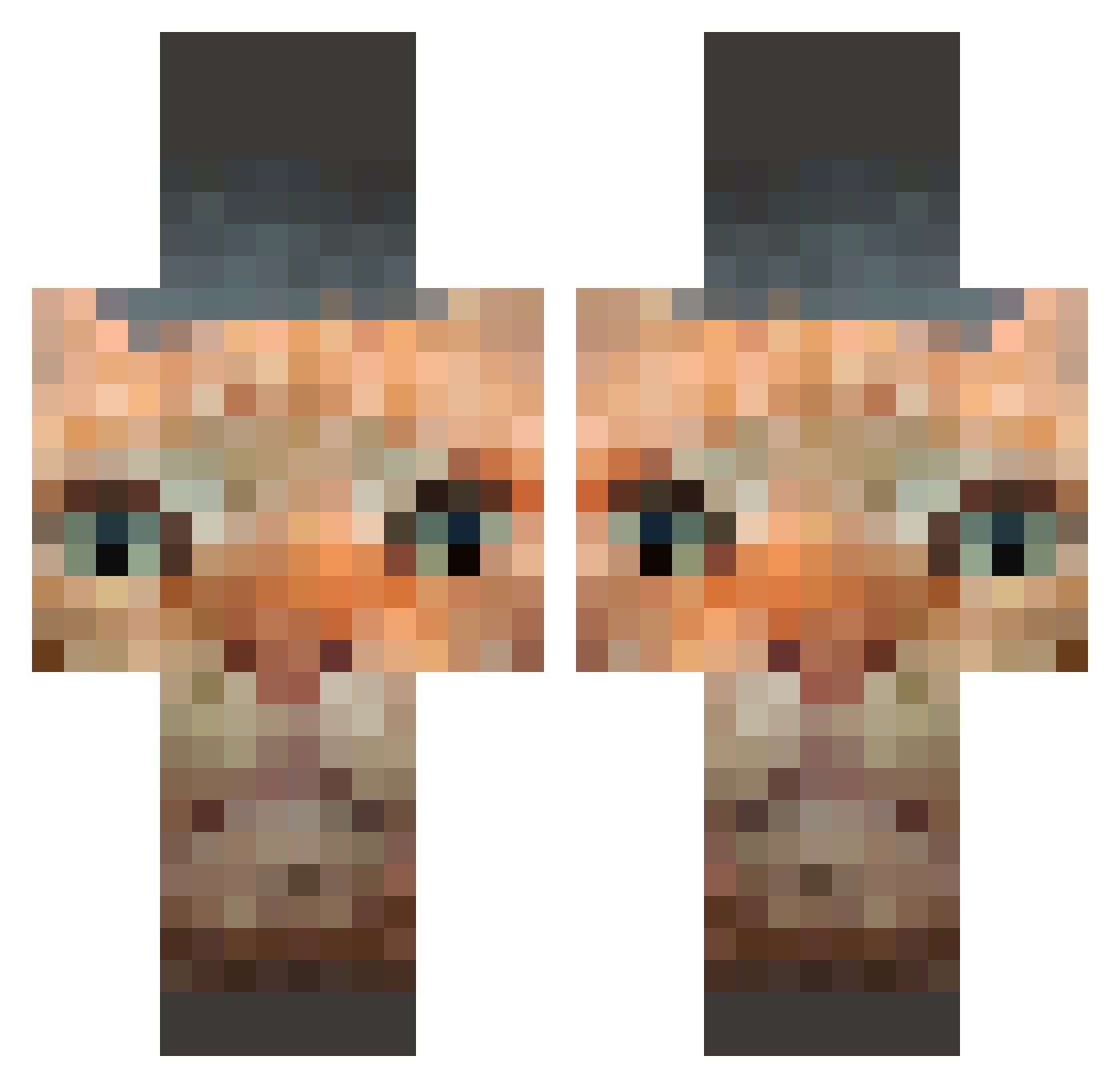 DistantGroaning Minecraft skin, front and back view