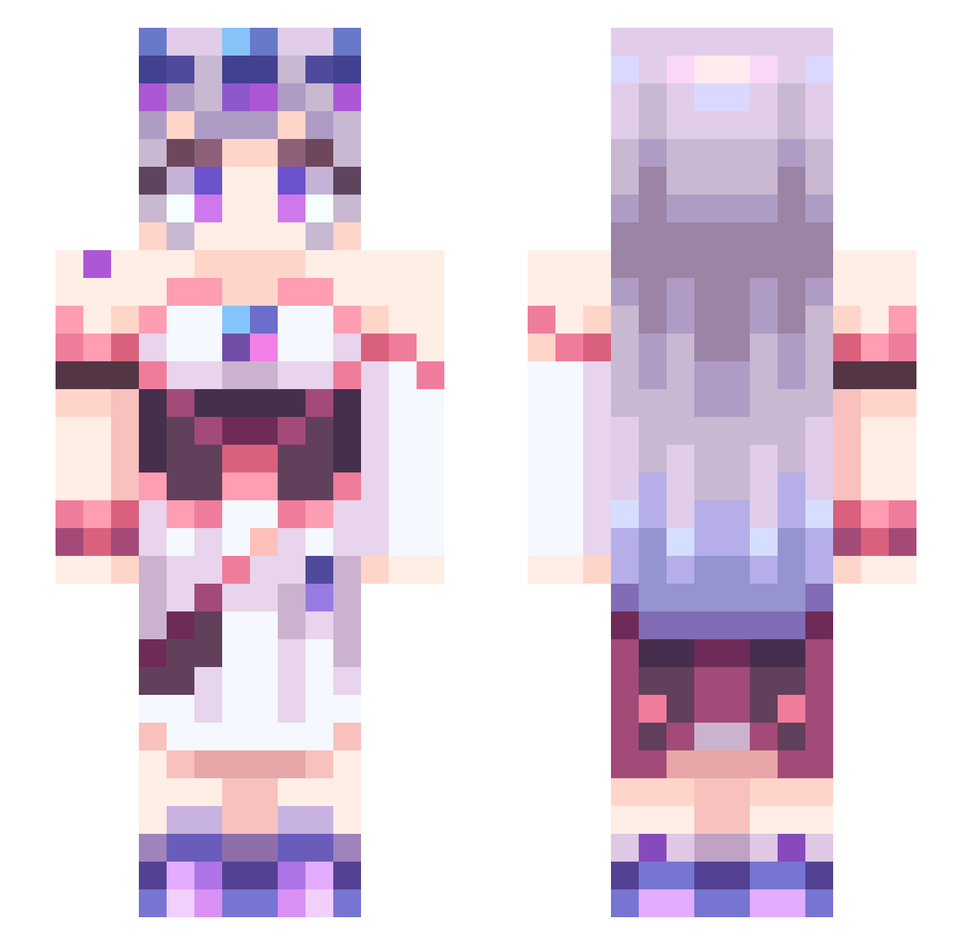 sans47 Minecraft skin, front and back view