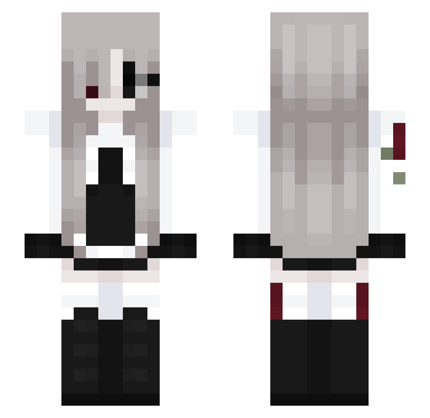 _UnrealPlayer Minecraft skin, front and back view