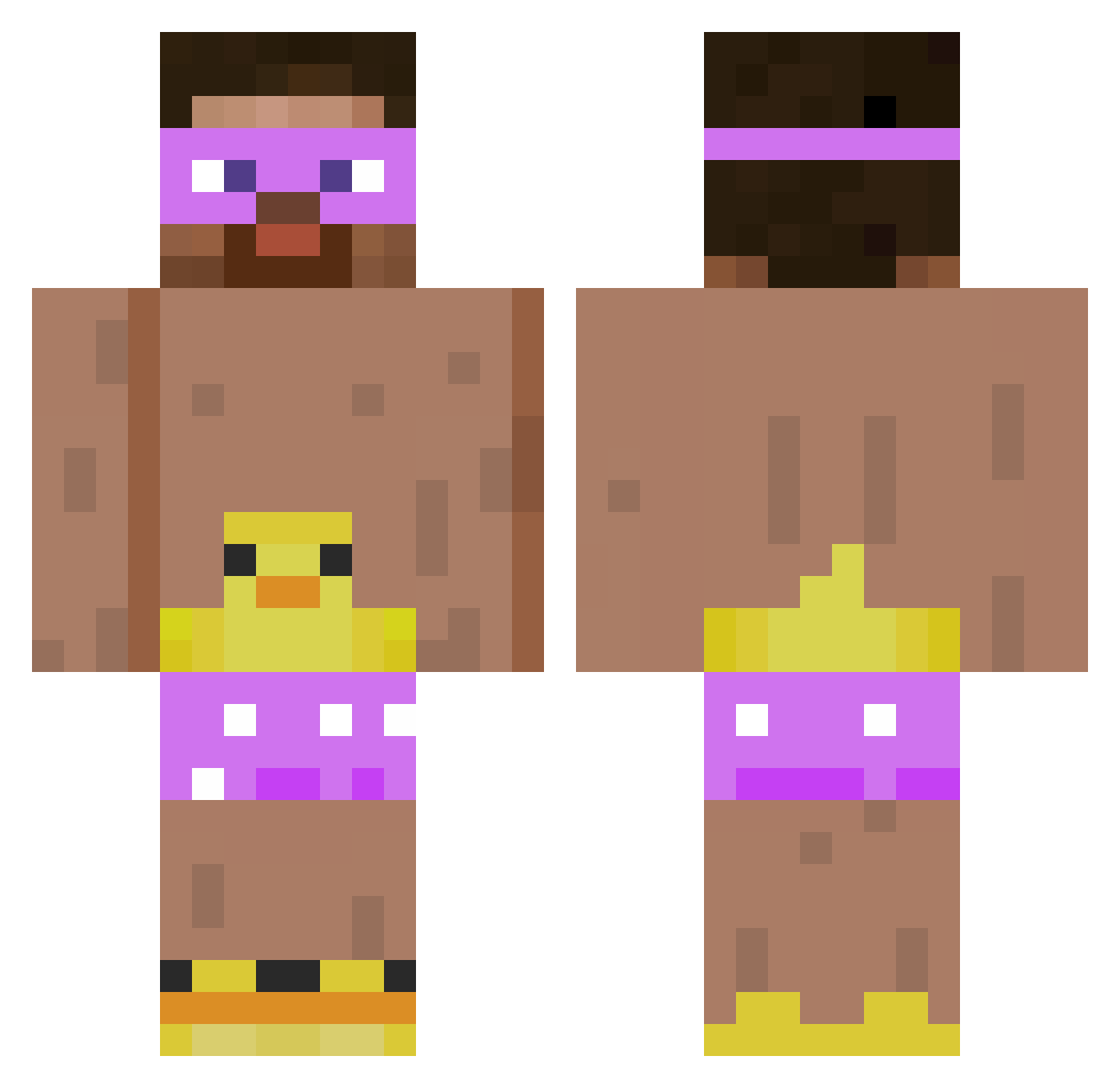 iiiUnknown Minecraft skin, front and back view