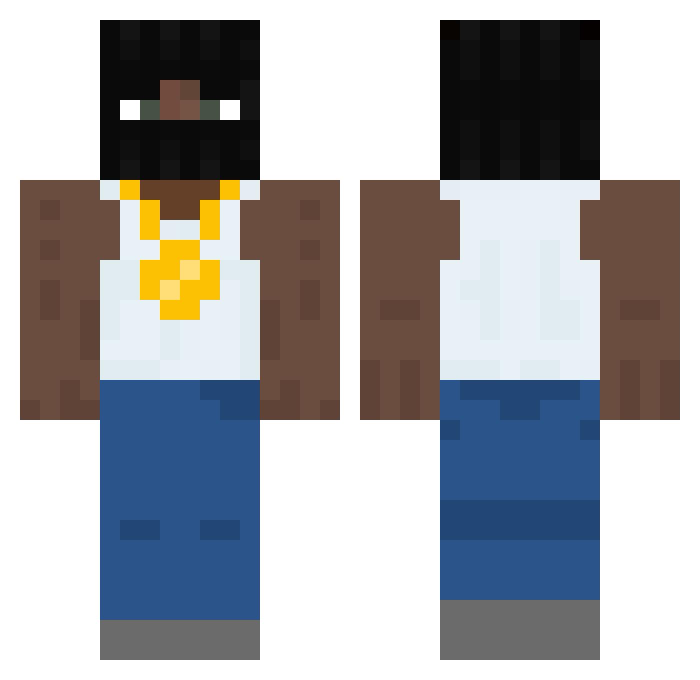 SkibidiToilet74 Minecraft skin, front and back view