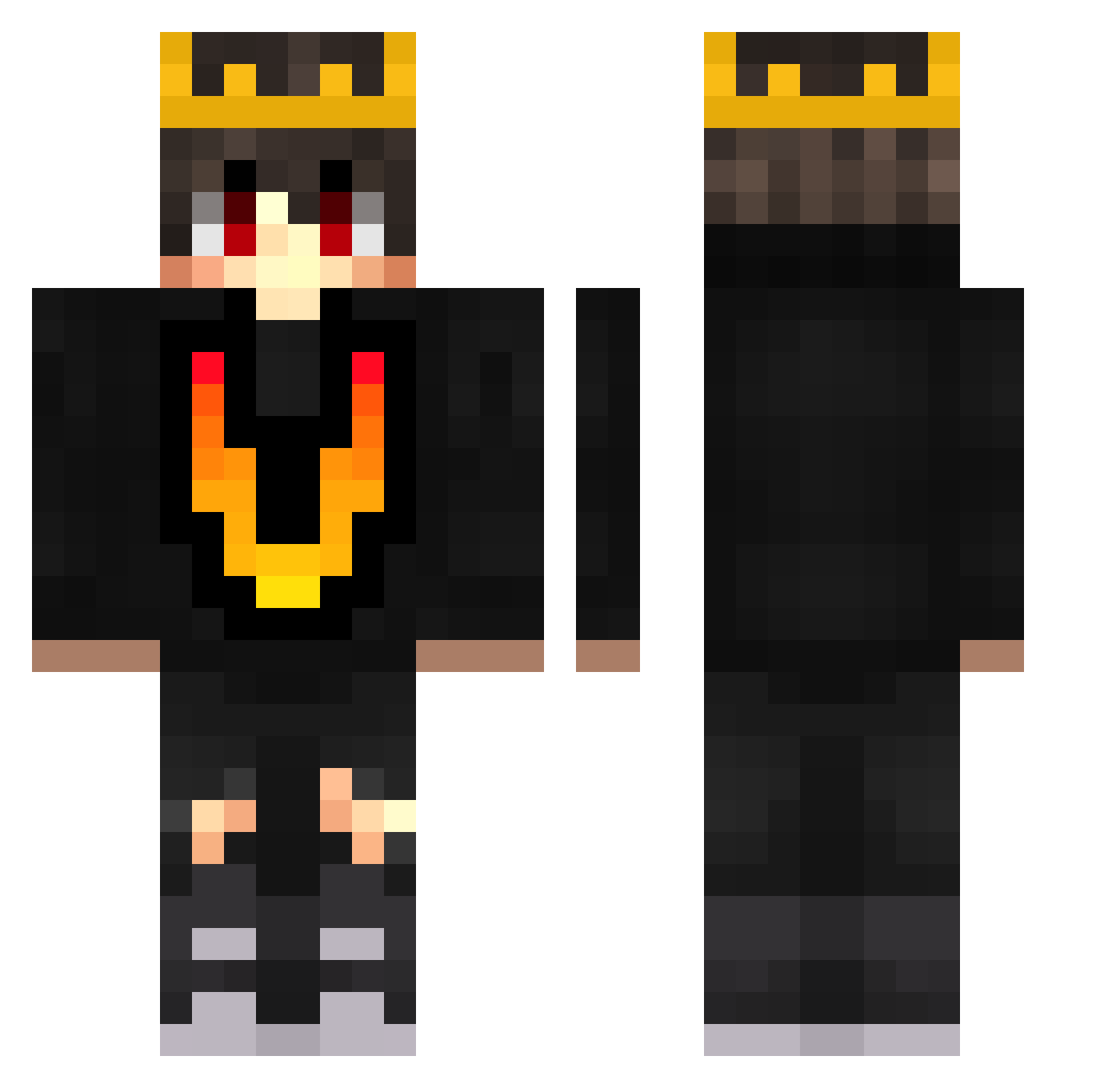 vAaron Minecraft skin, front and back view