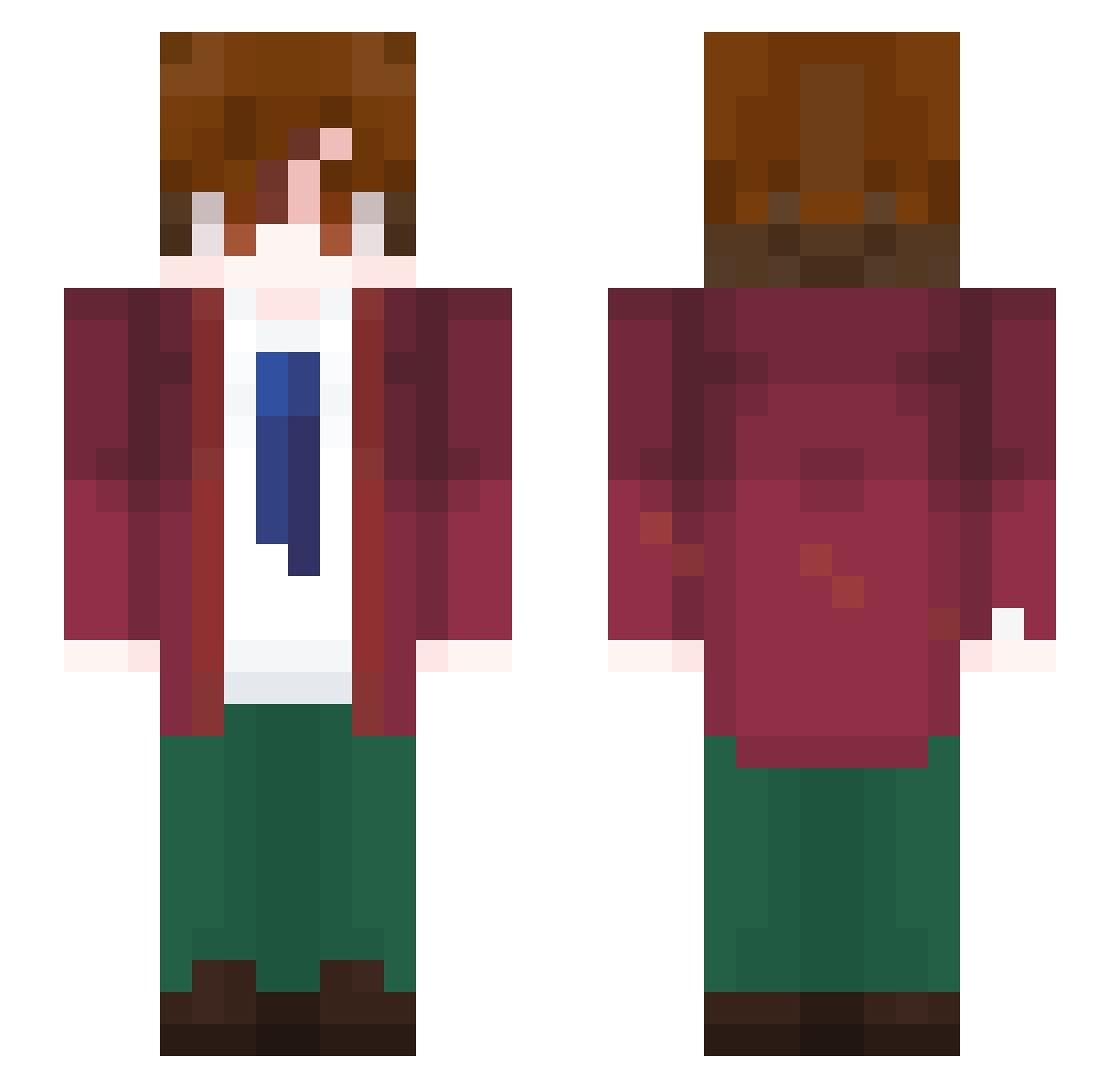 minnyuu Minecraft skin, front and back view