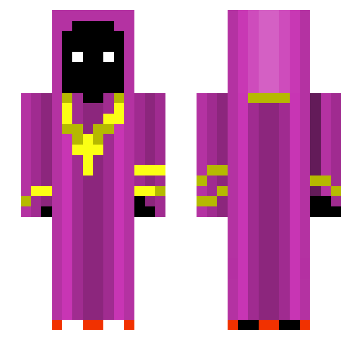 goobel Minecraft skin, front and back view