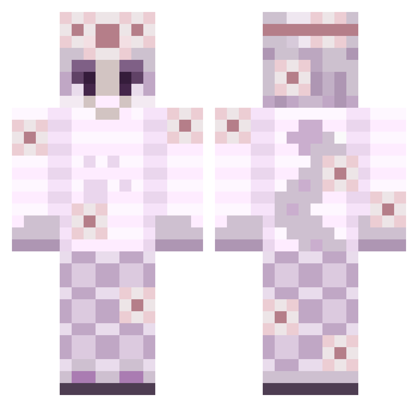 Putple Minecraft skin, front and back view