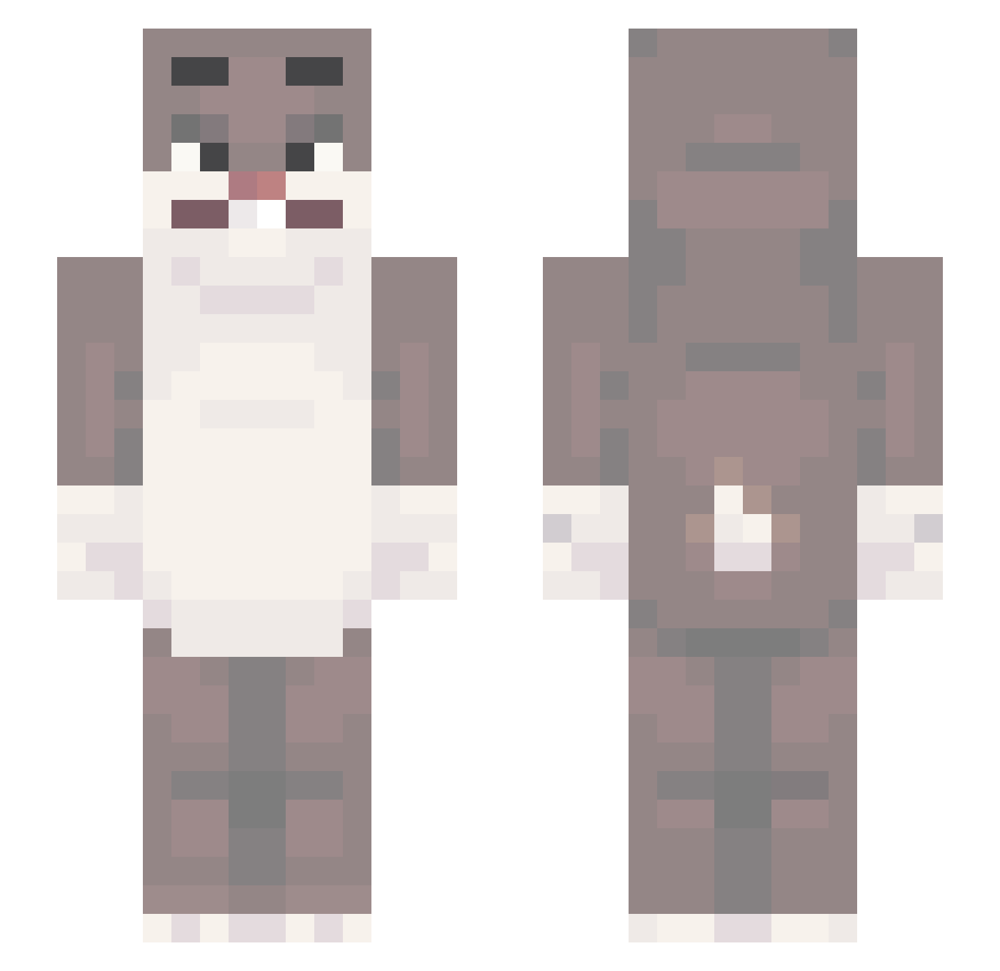 Blubberpie Minecraft skin, front and back view