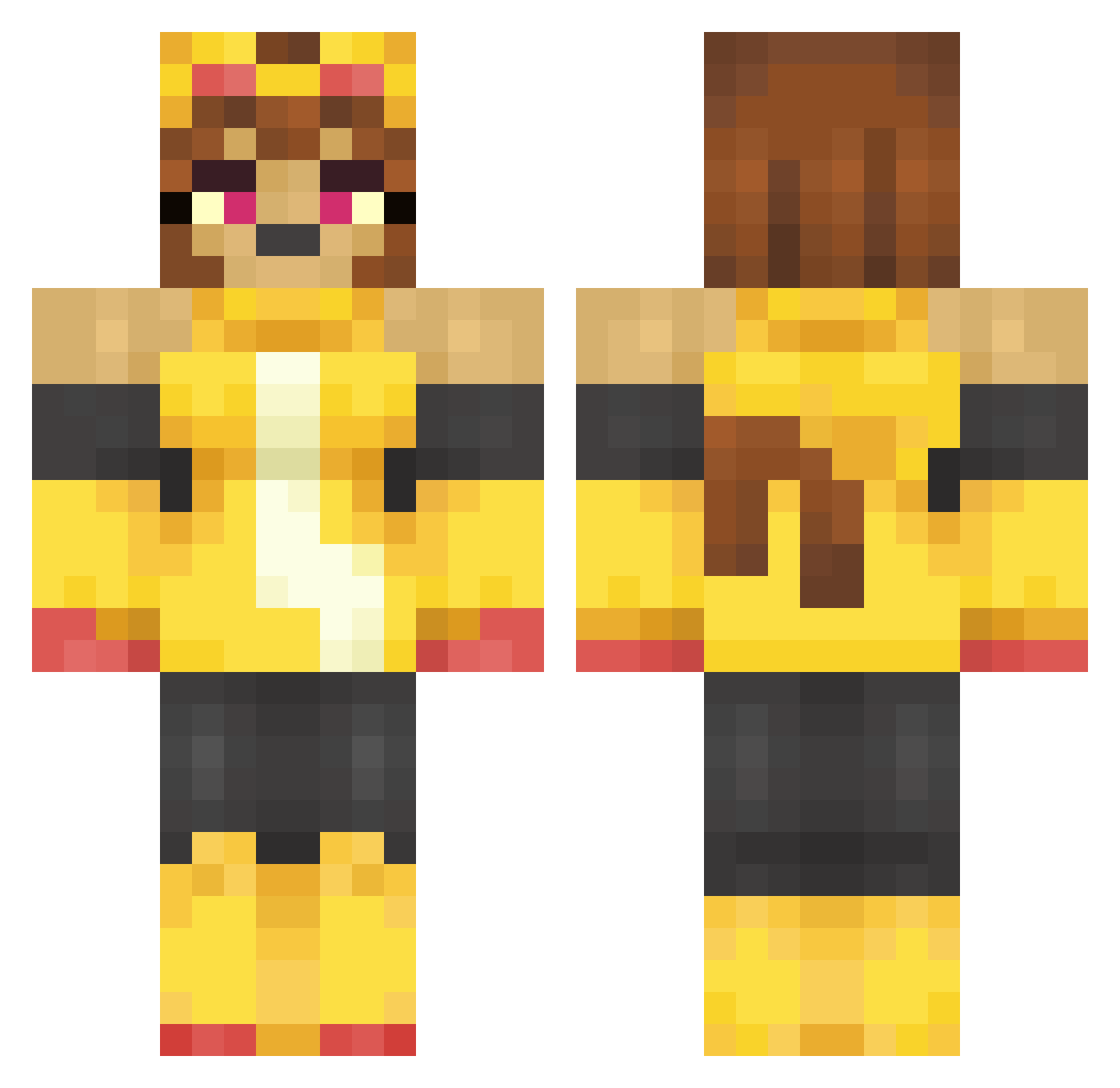 FourzeRiderTea Minecraft skin, front and back view