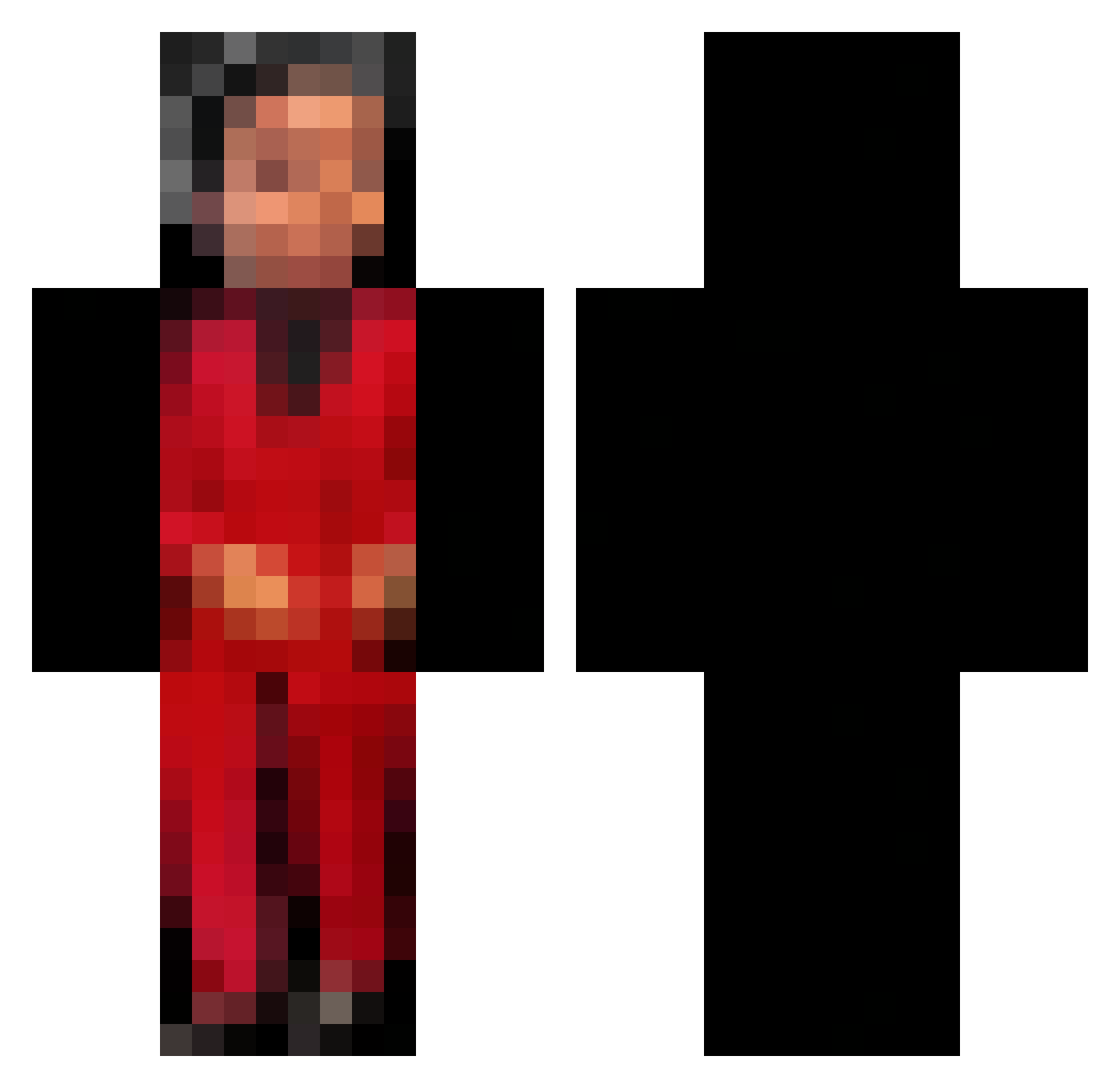 ttired Minecraft skin, front and back view