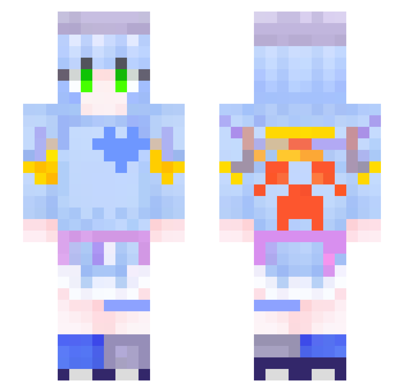 qbeacon Minecraft skin, front and back view