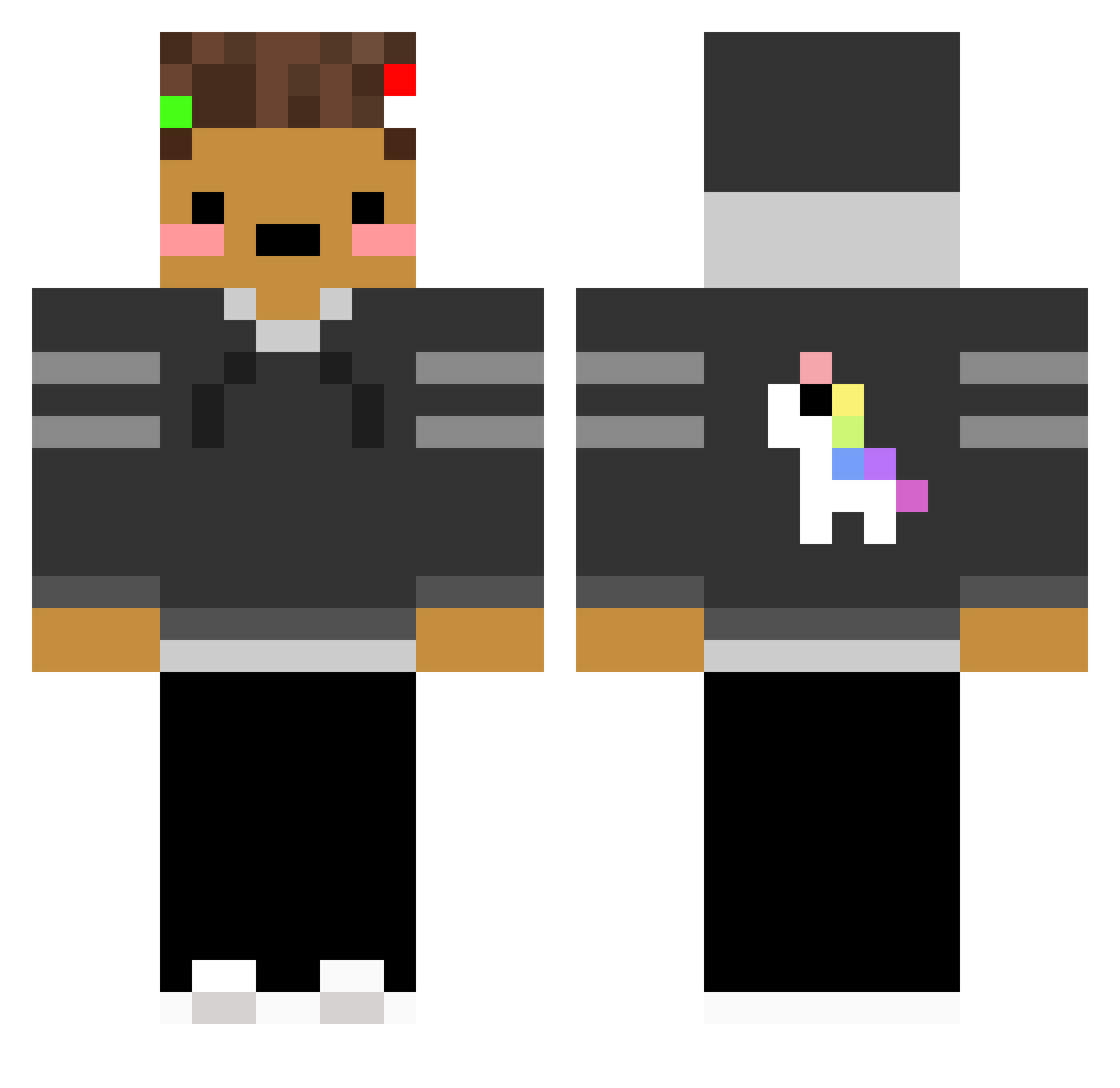 JaysoLP Minecraft skin, front and back view