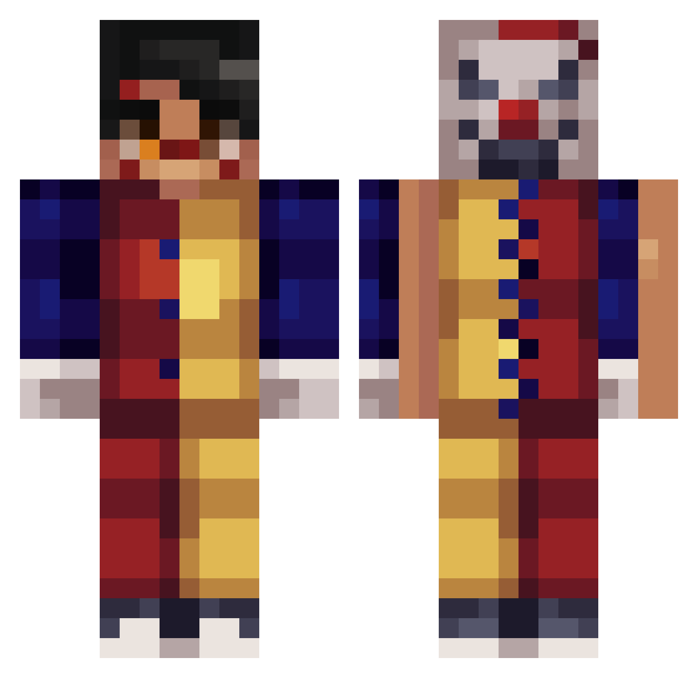 Poev Minecraft skin, front and back view