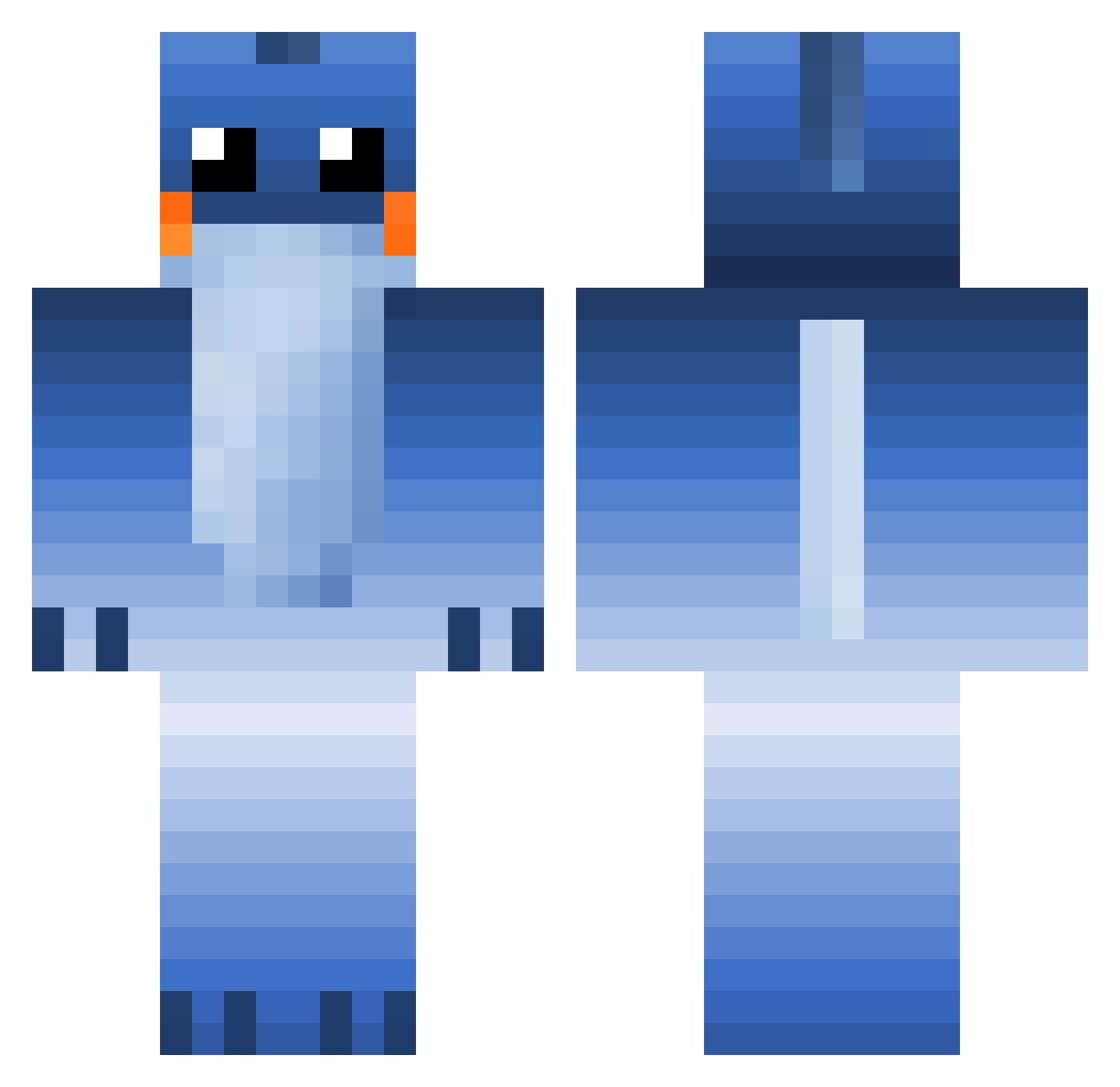 Rxusher Minecraft skin, front and back view