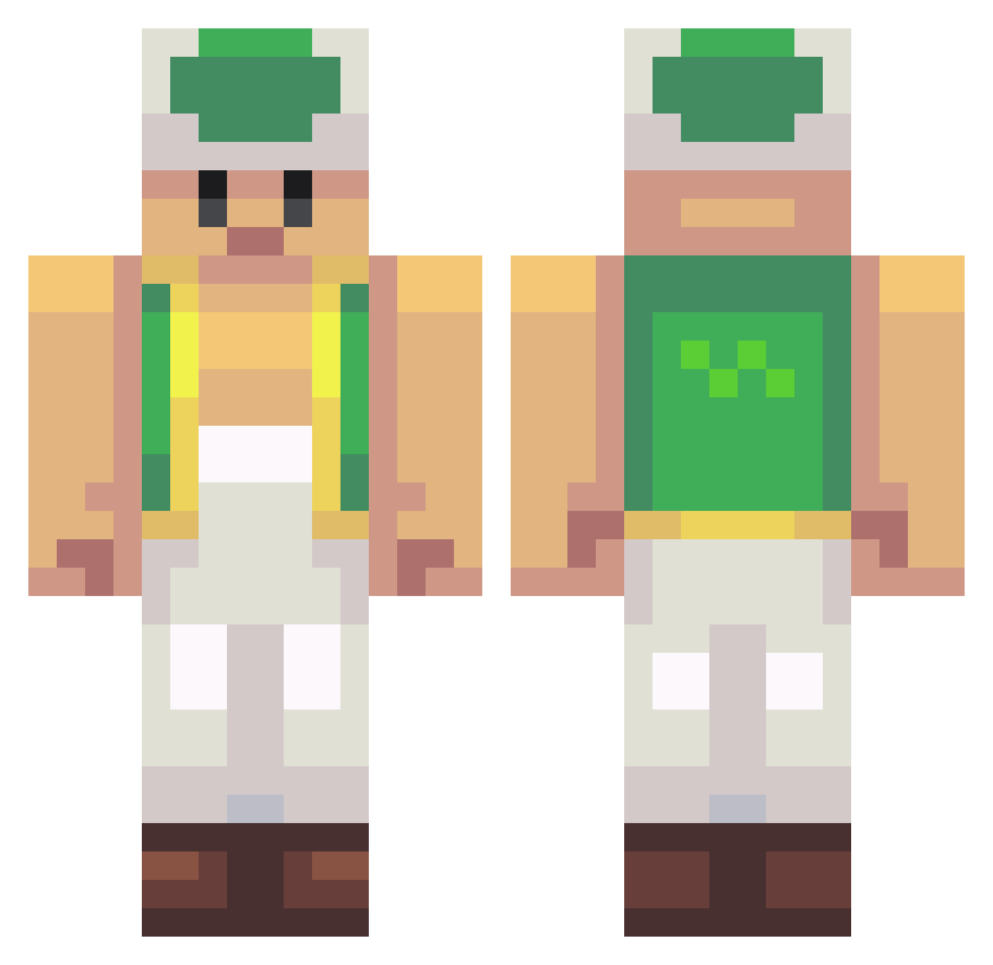 Tooslumpedme Minecraft skin, front and back view