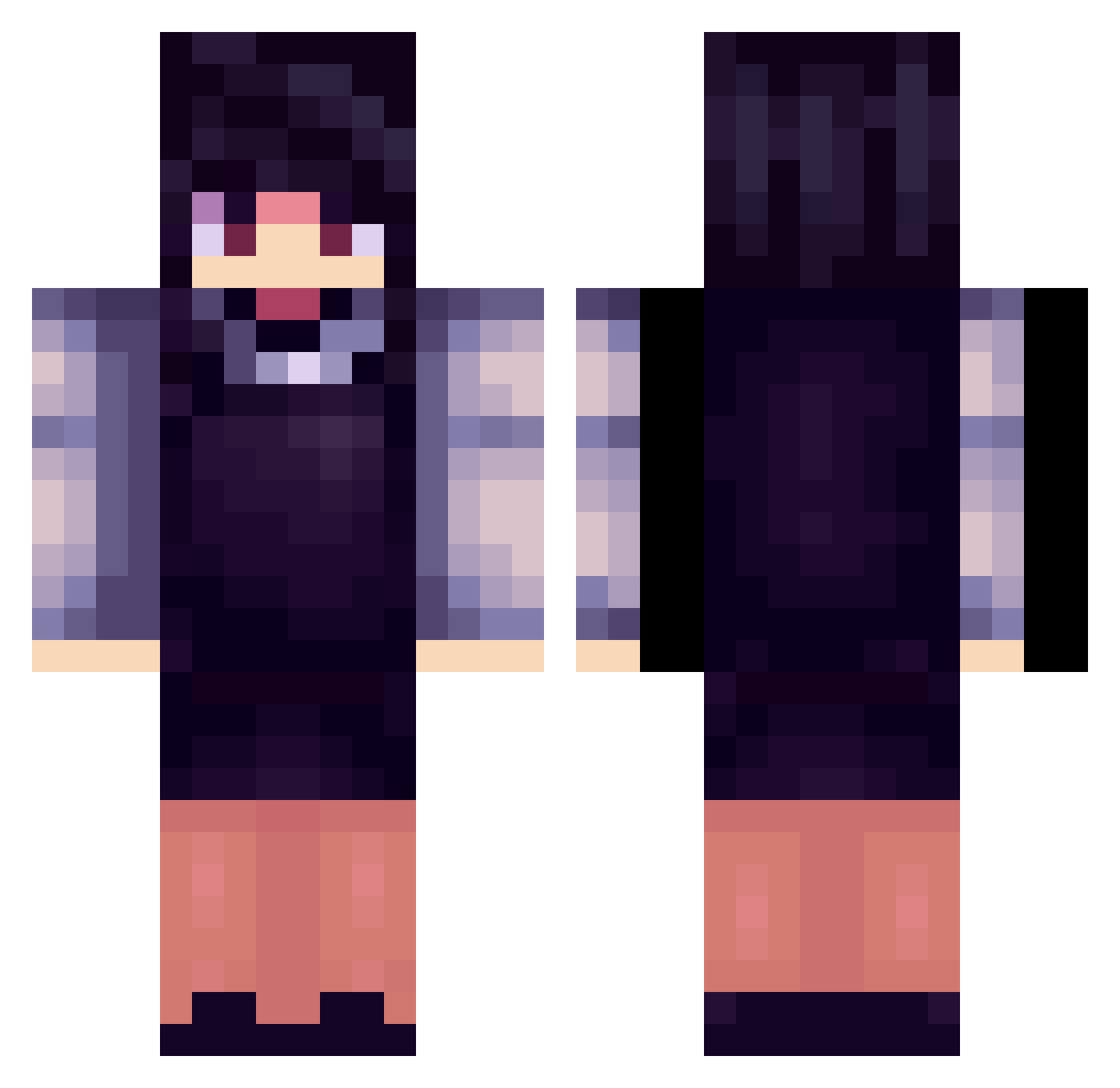 Underused Minecraft skin, front and back view