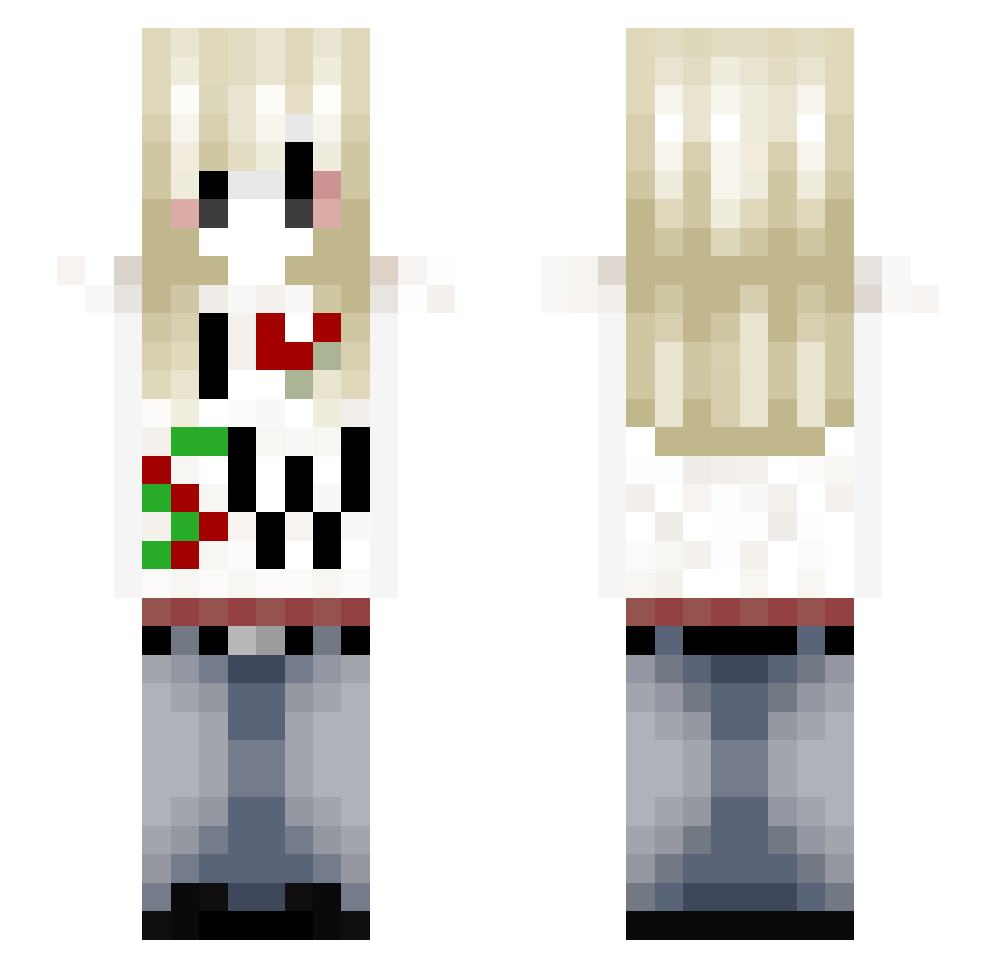 _Vanessa Minecraft skin, front and back view