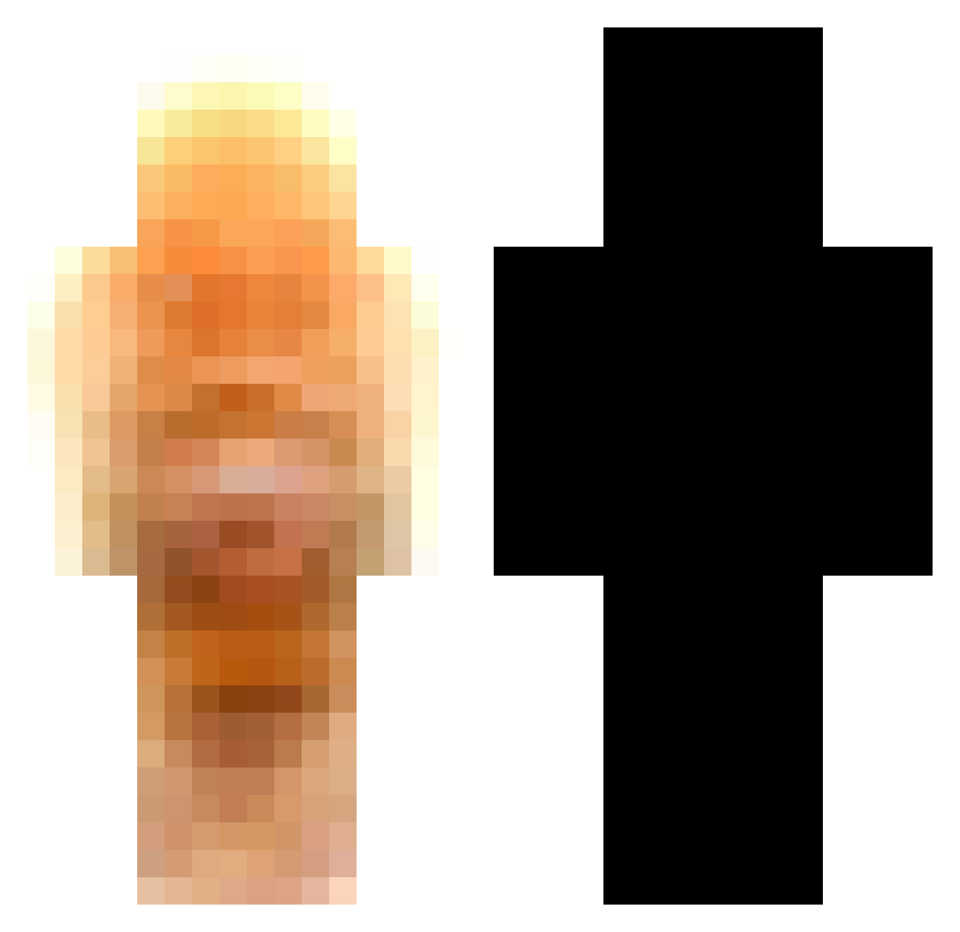 tedipizza Minecraft skin, front and back view