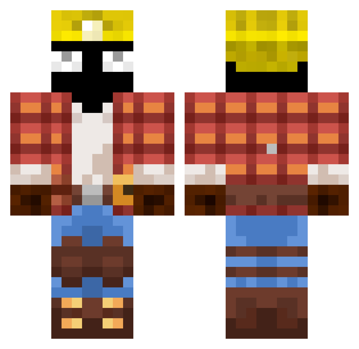 TaskDodger Minecraft skin, front and back view