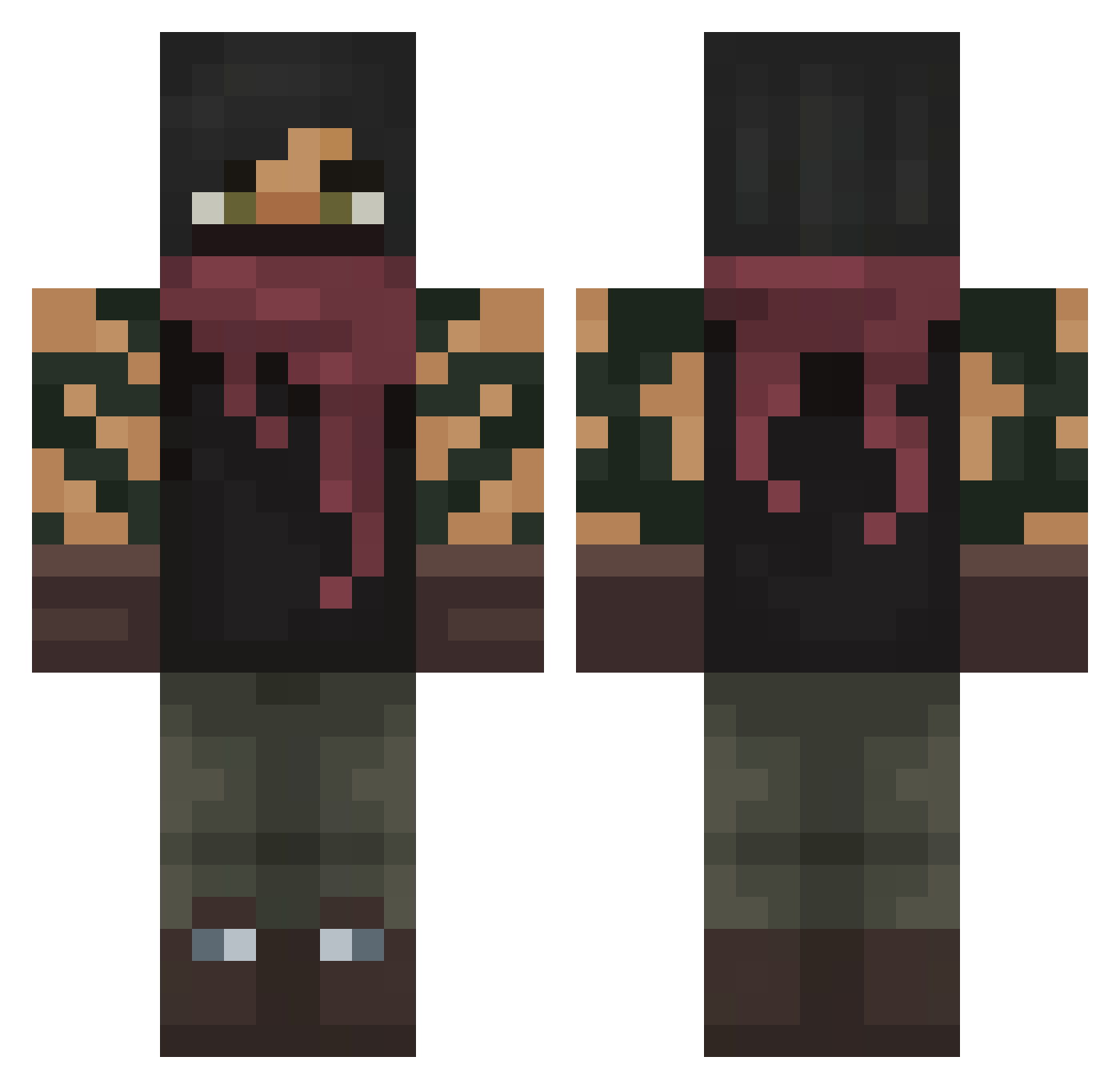 PureGuileless Minecraft skin, front and back view