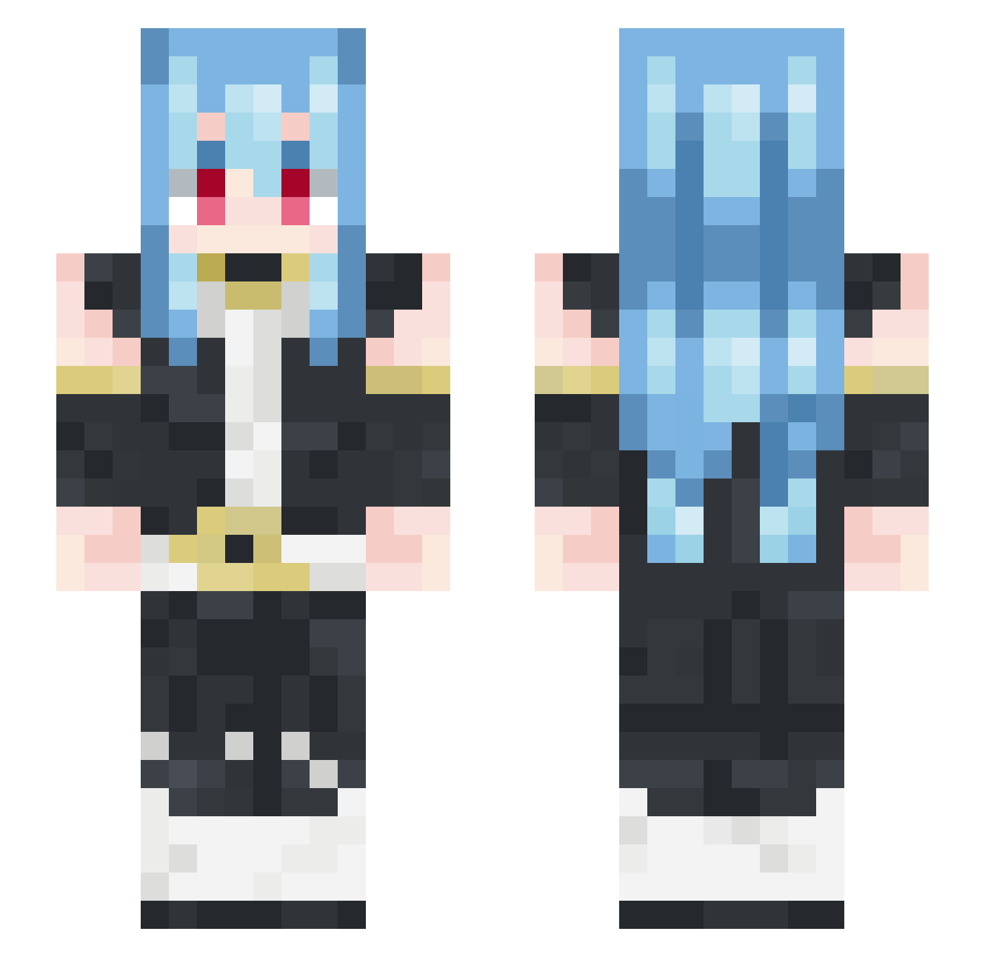 Raks98 Minecraft skin, front and back view